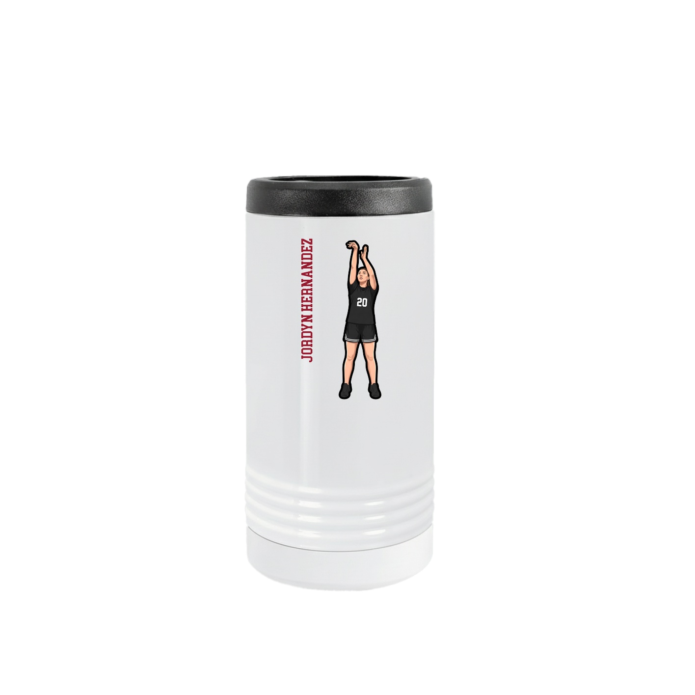 Slim Beverage Holder — Name Vertical in White