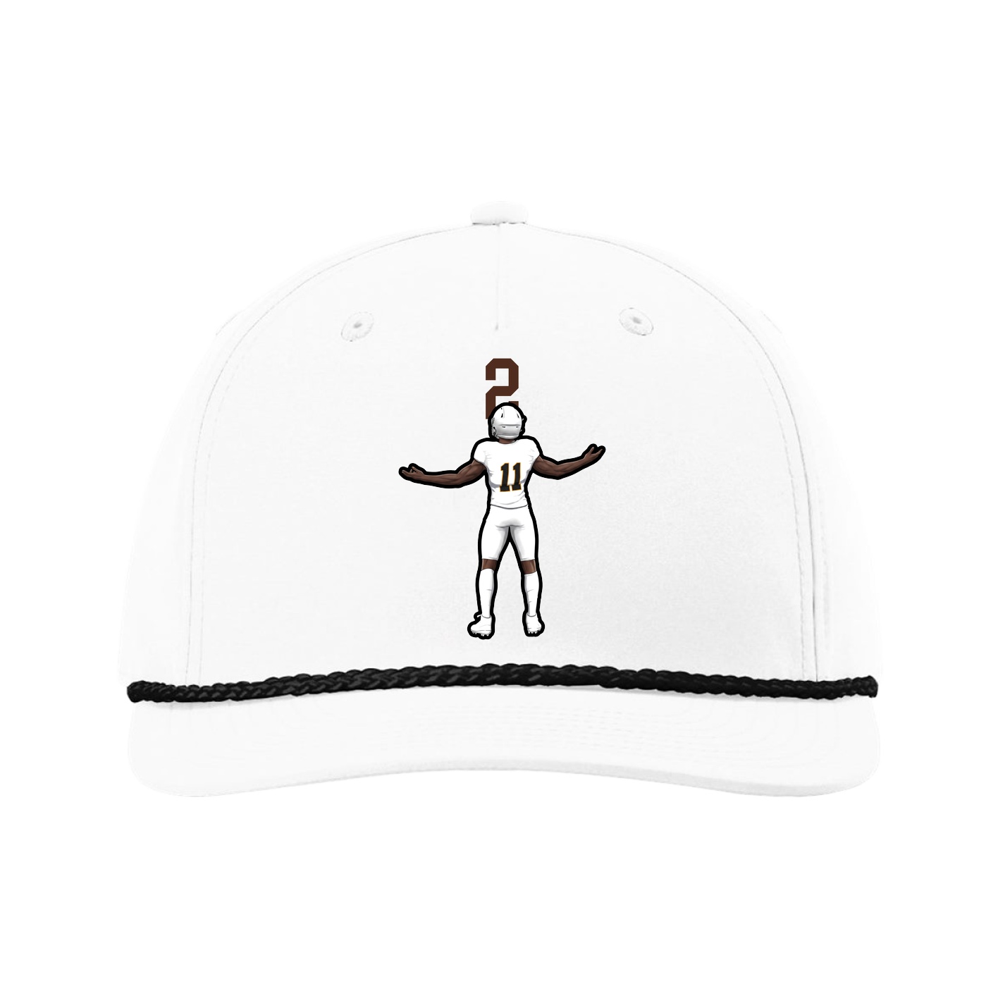 Five-Panel Classic Rope Cap — Number Top in White