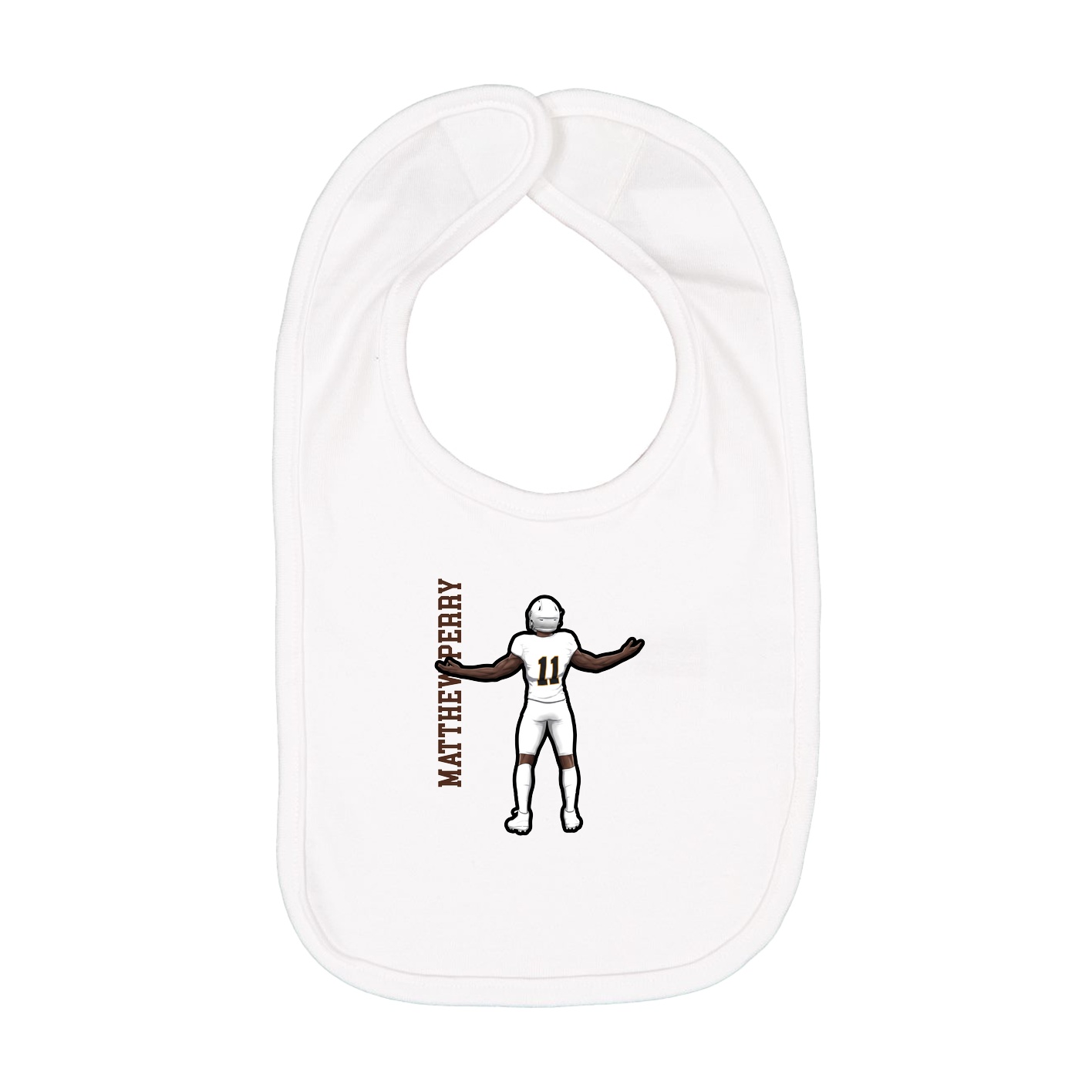 Infant Bib — Name Vertical in White