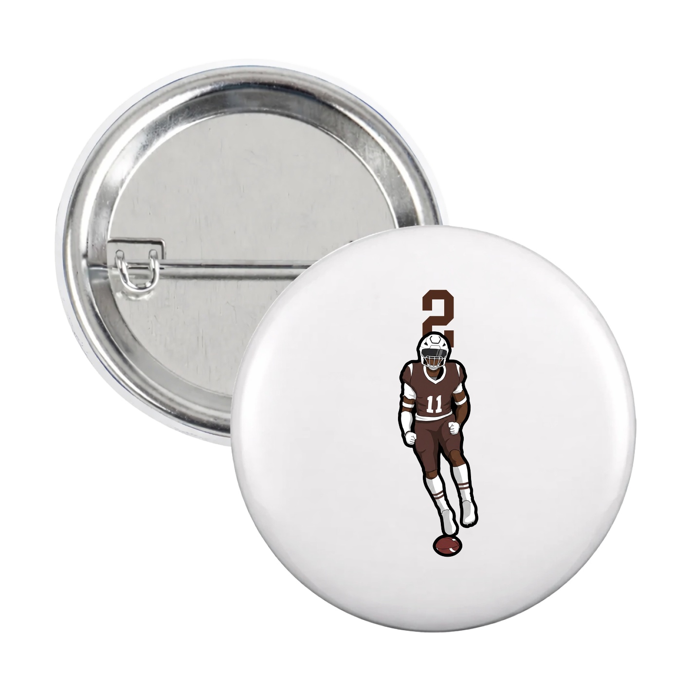 Game Day Button — Number Top in White