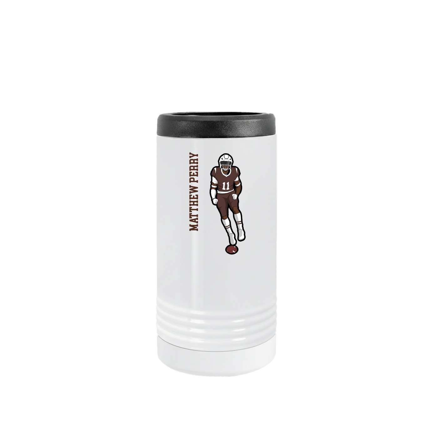 Slim Beverage Holder — Name Vertical in White