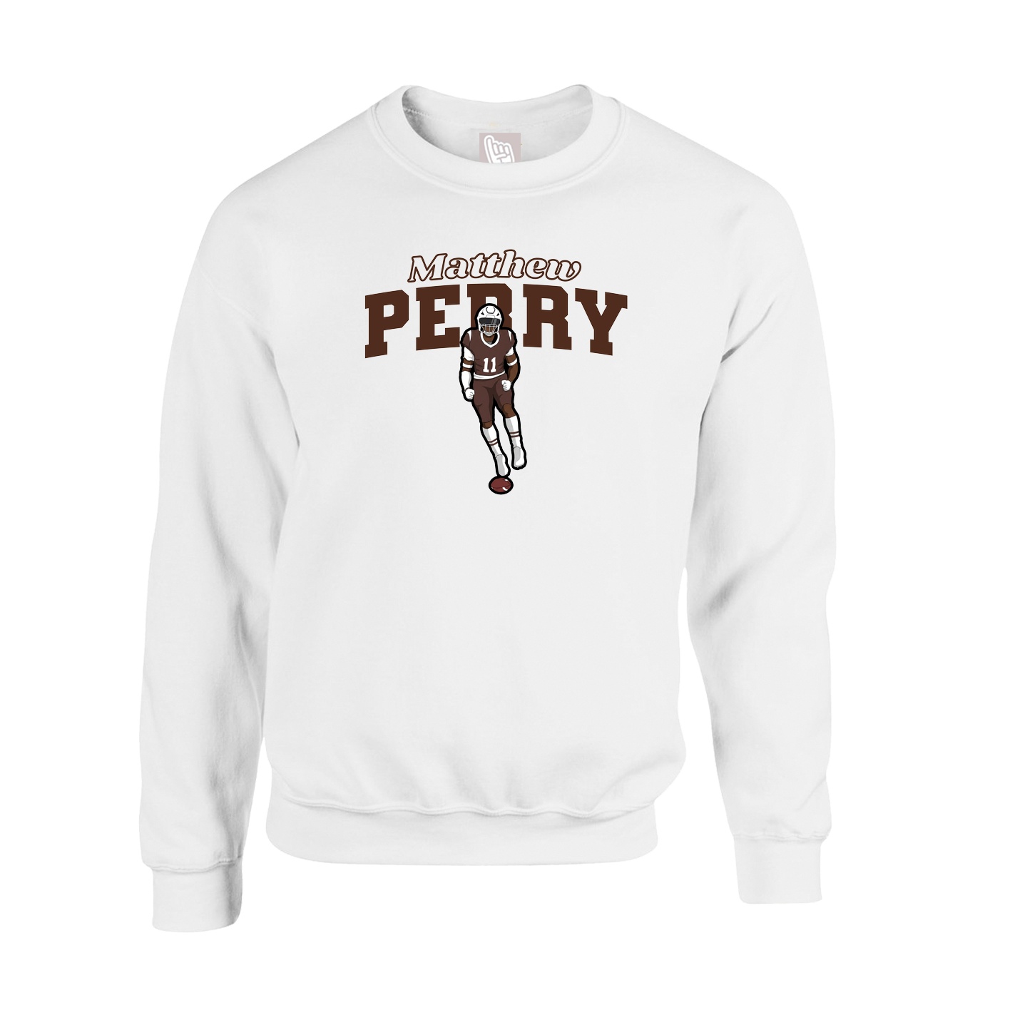 Fleece Crew — Name Arch in White
