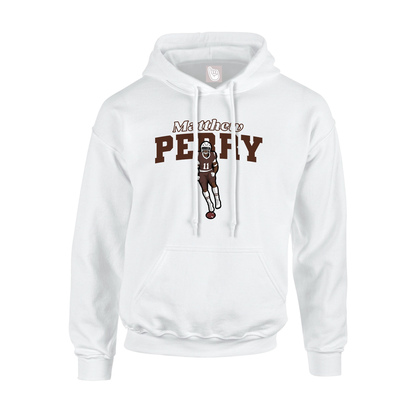 Youth Hoodie — Name Arch in White