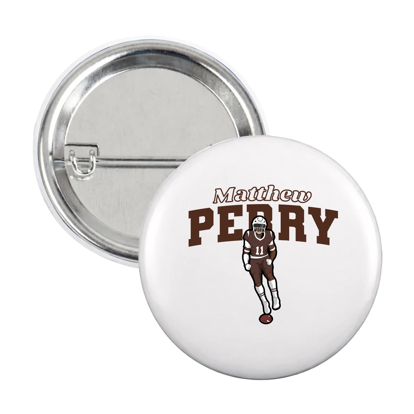 Game Day Button — Name Arch in White