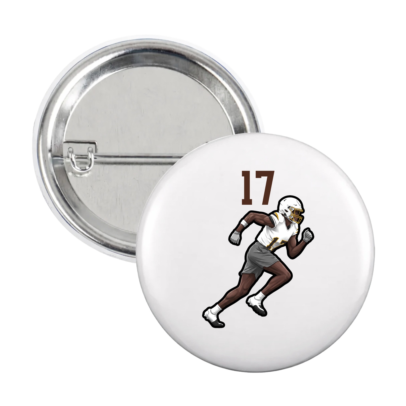 Game Day Button — Number Top in White