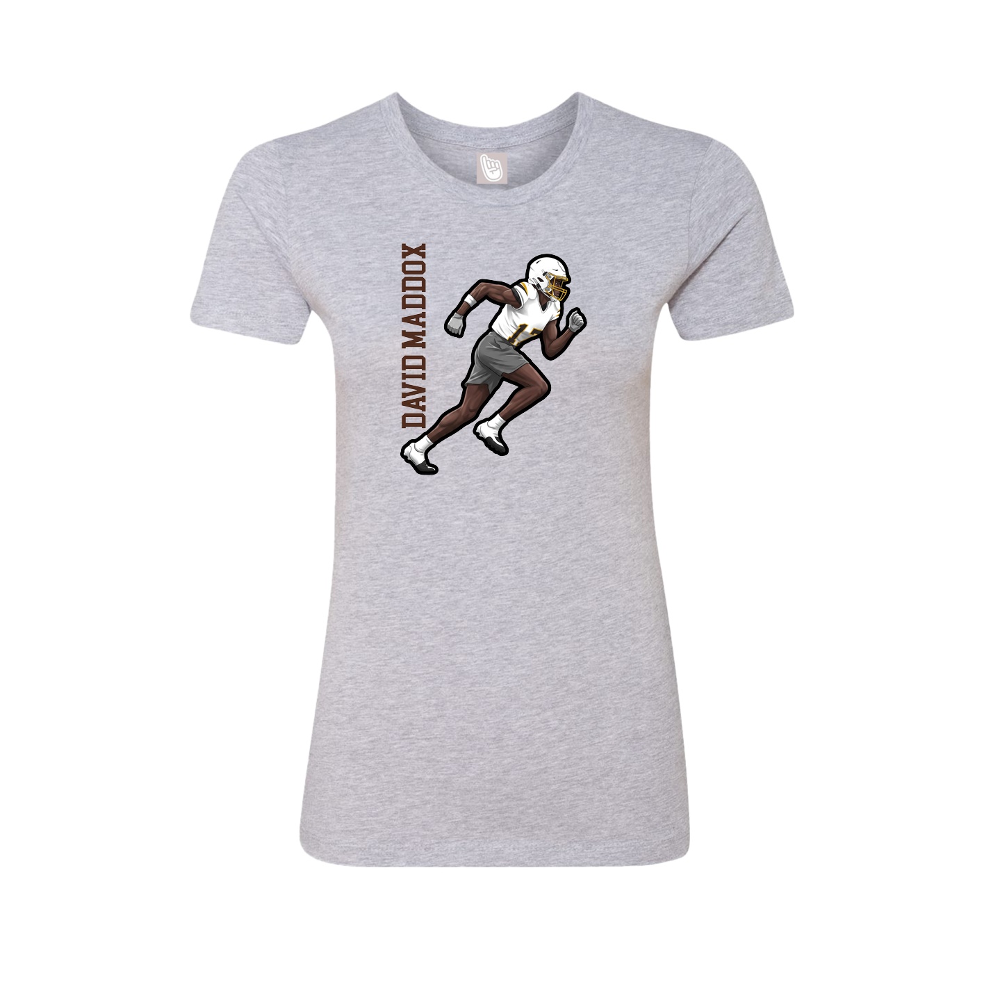 Fitted Women's Tee — Name Vertical in Grey