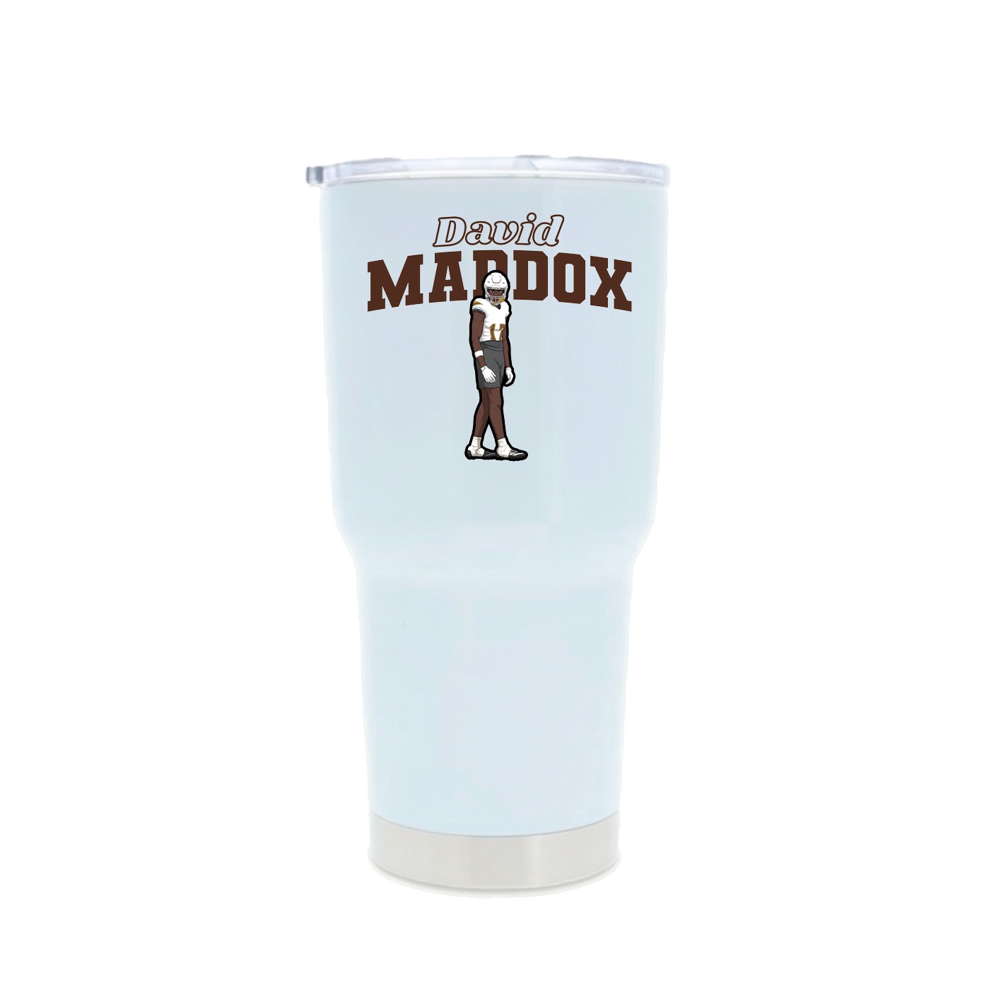 30oz Stainless Steel Tumbler — Name Arch in White