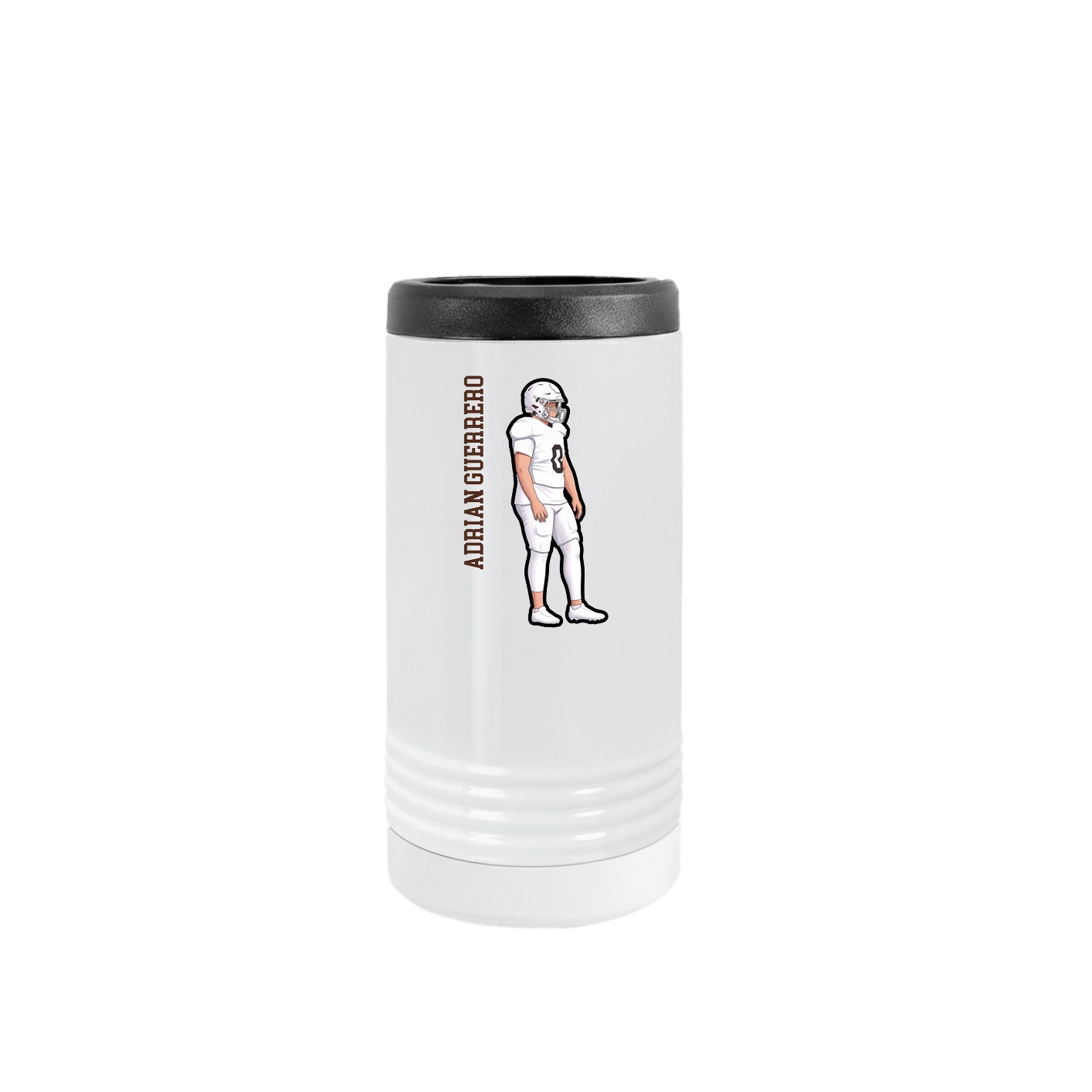 Slim Beverage Holder — Name Vertical in White