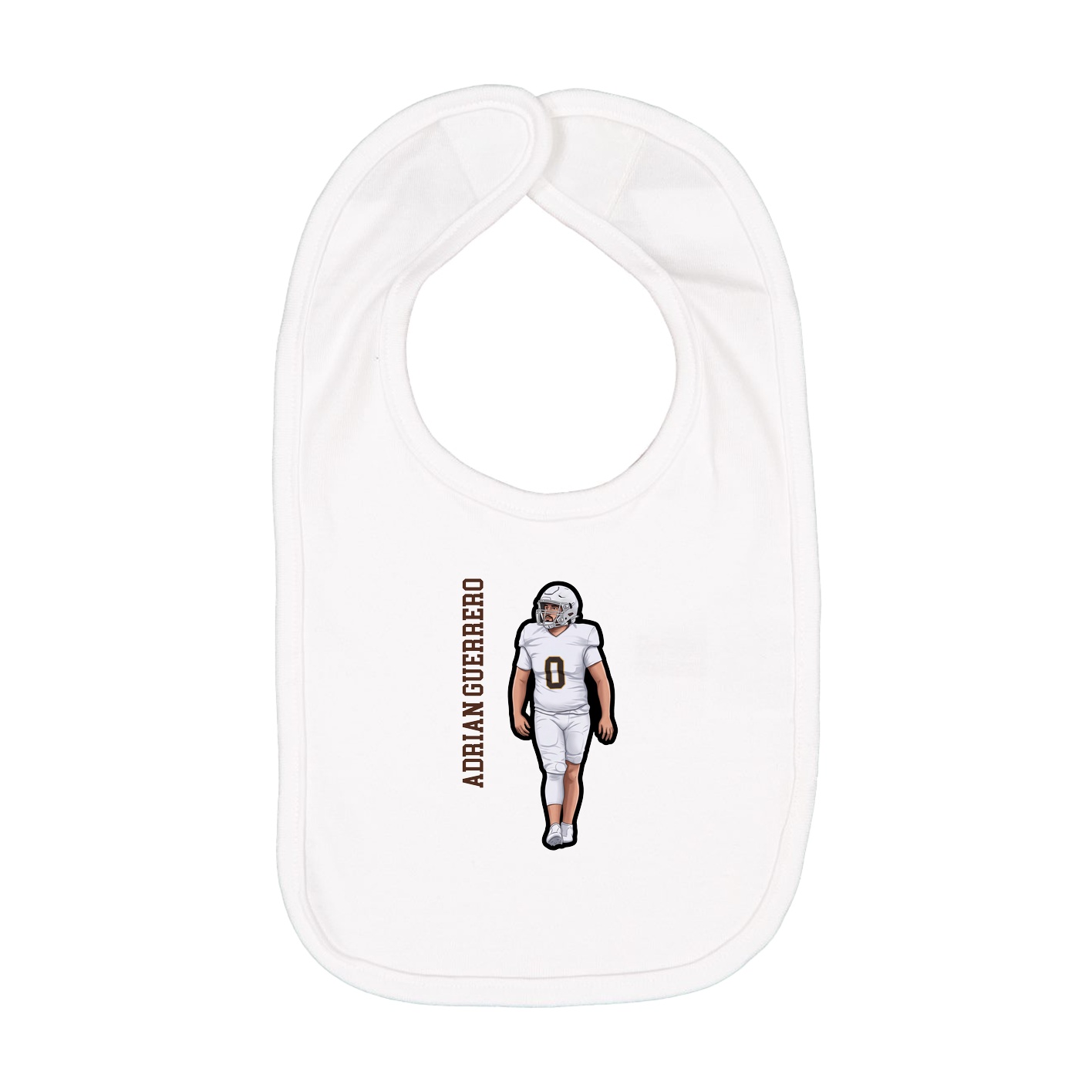 Infant Bib — Name Vertical in White