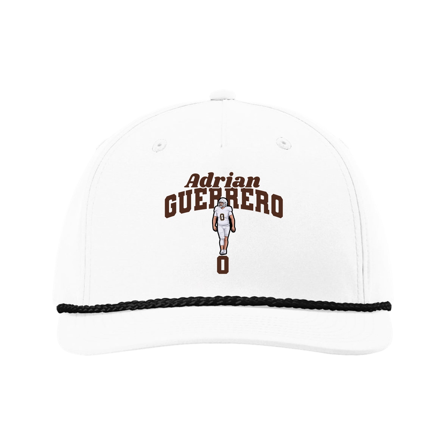 Five-Panel Classic Rope Cap — Signature Arch in White