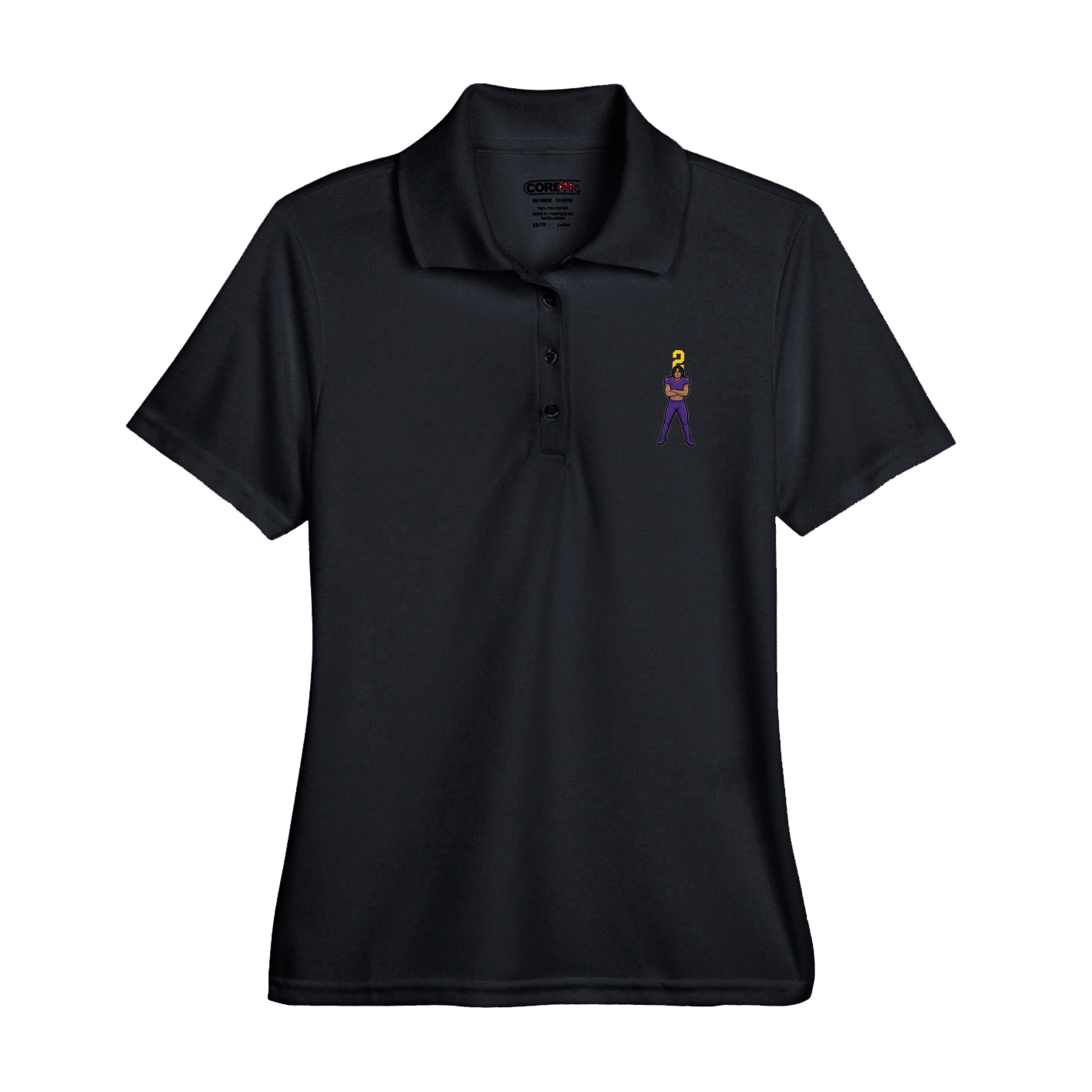 Womens Performance Polo — Number Top in Black