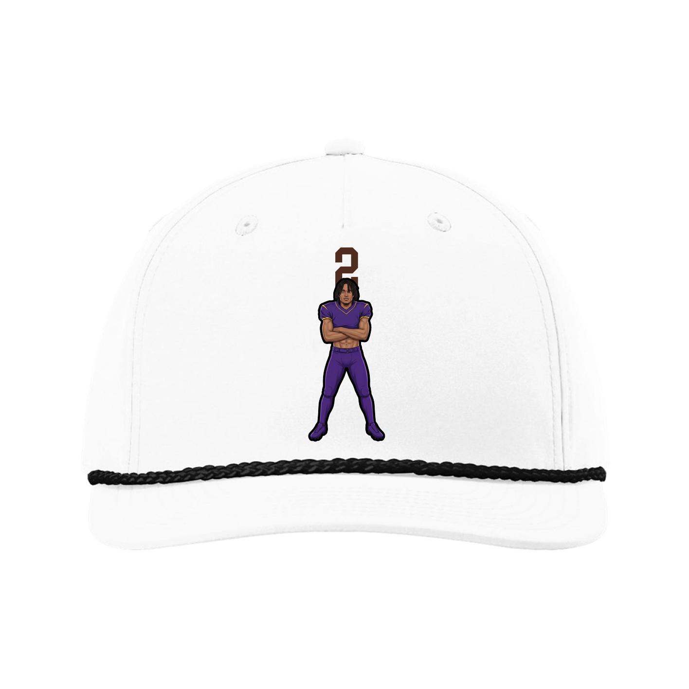 Five-Panel Classic Rope Cap — Number Top in White