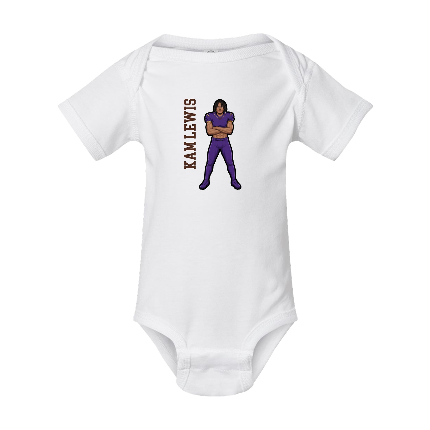 Baby Onesie — Name Vertical in White