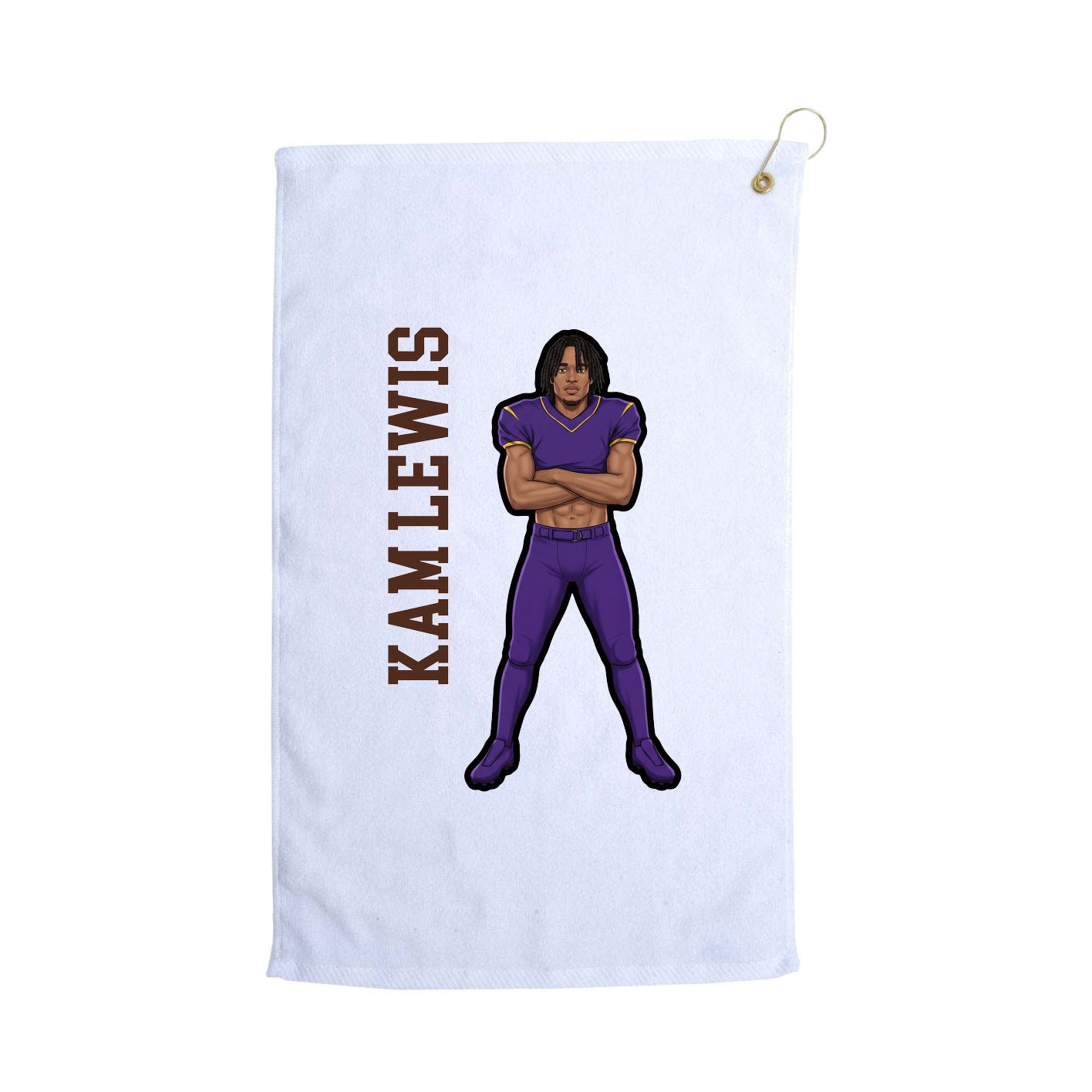 Golf Towel — Name Vertical in White