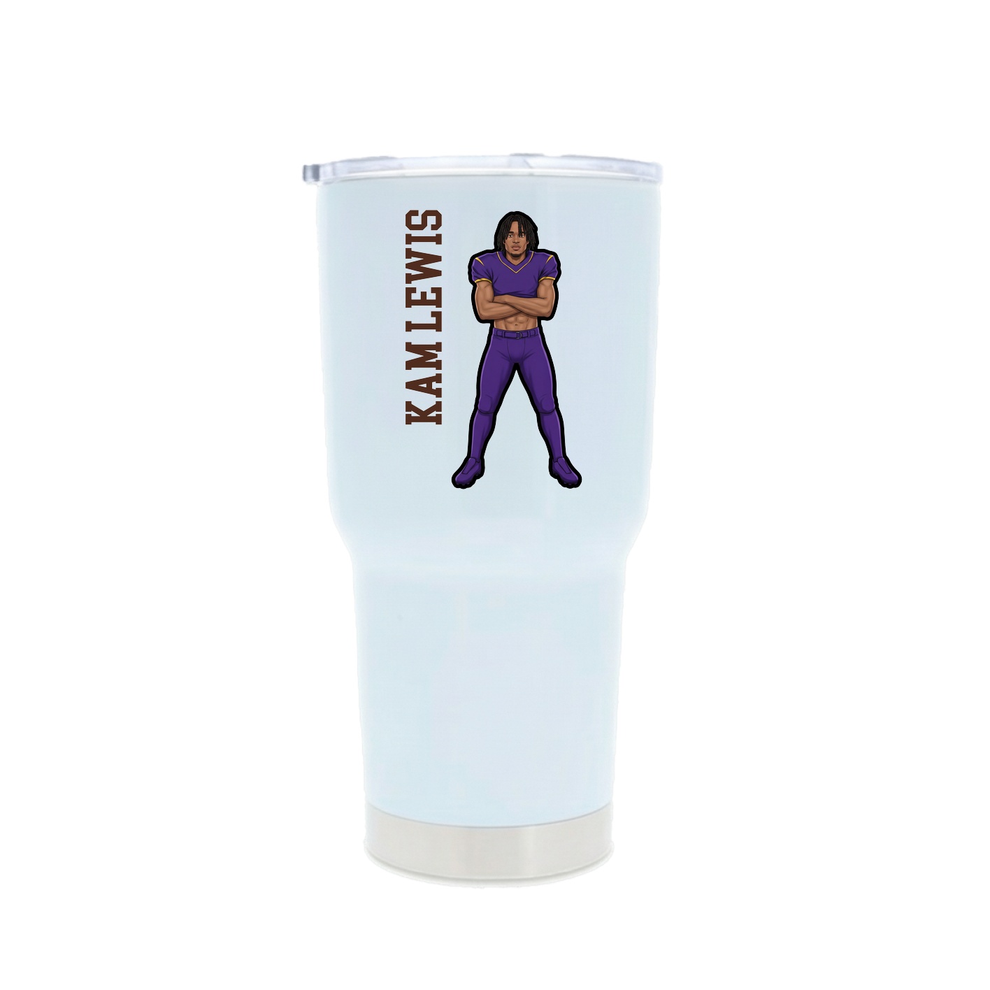 30oz Stainless Steel Tumbler — Name Vertical in White