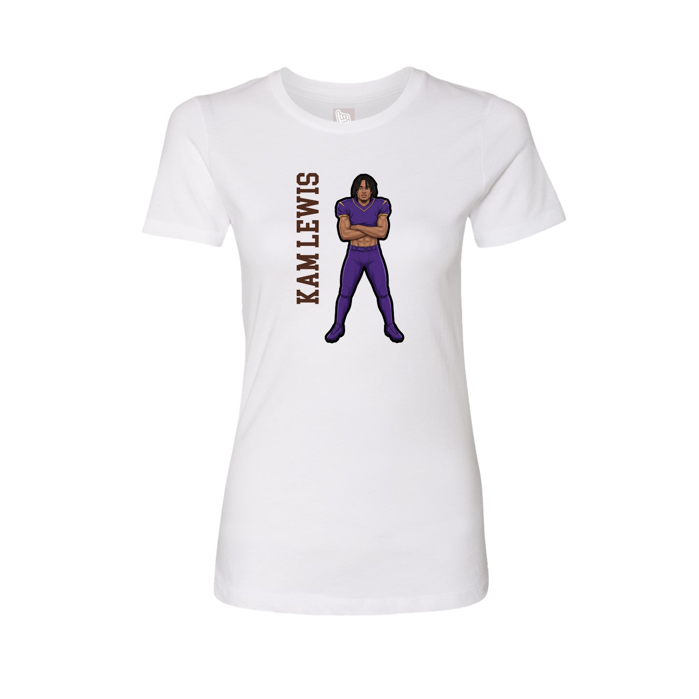 Fitted Women's Tee — Name Vertical in White