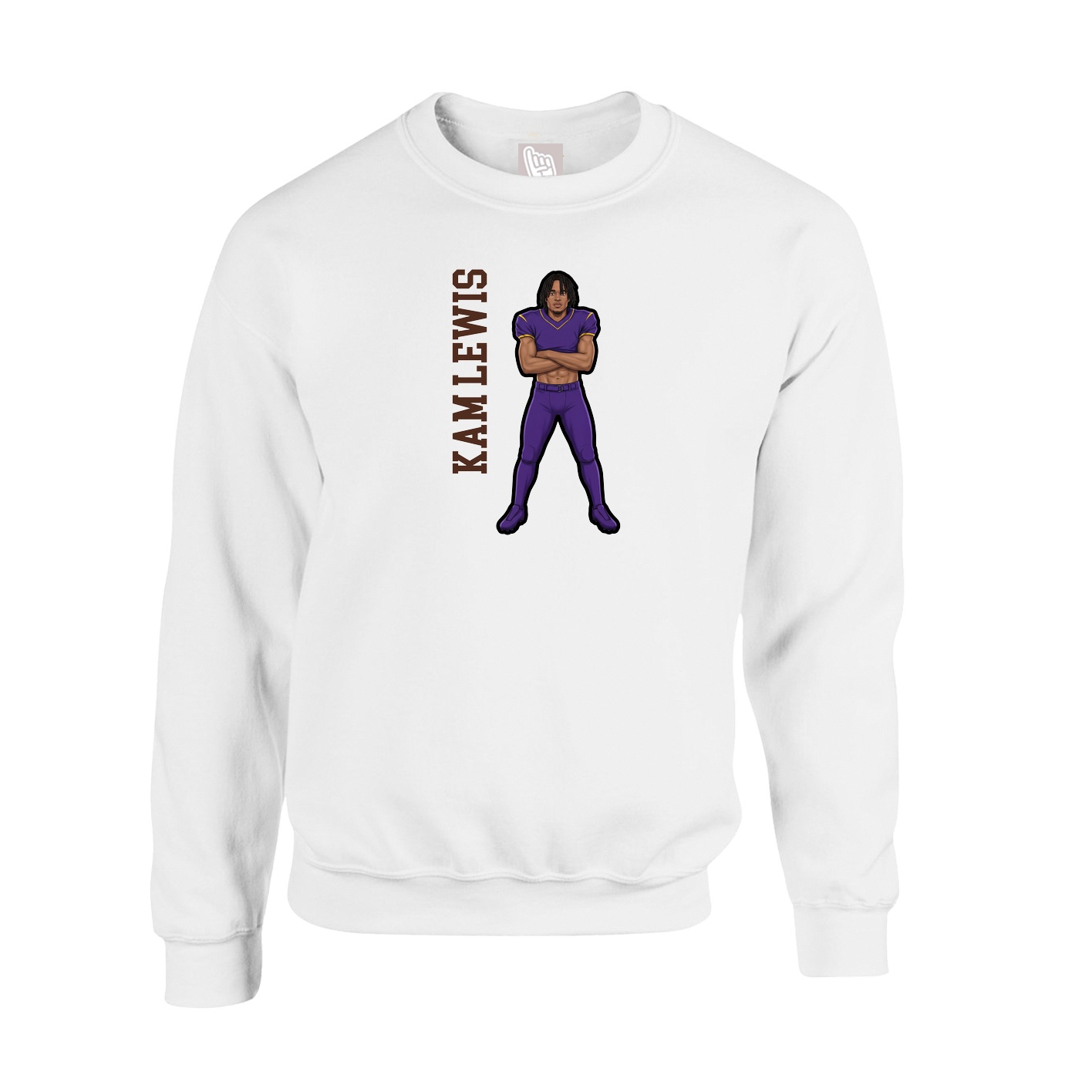 Fleece Crew — Name Vertical in White