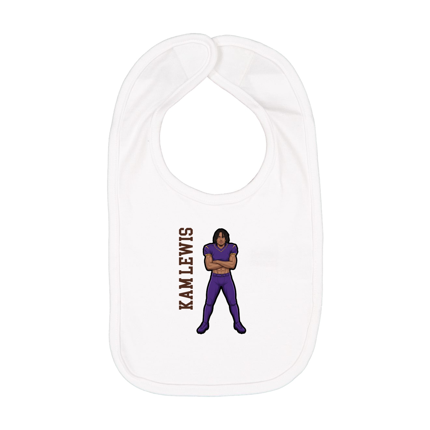 Infant Bib — Name Vertical in White
