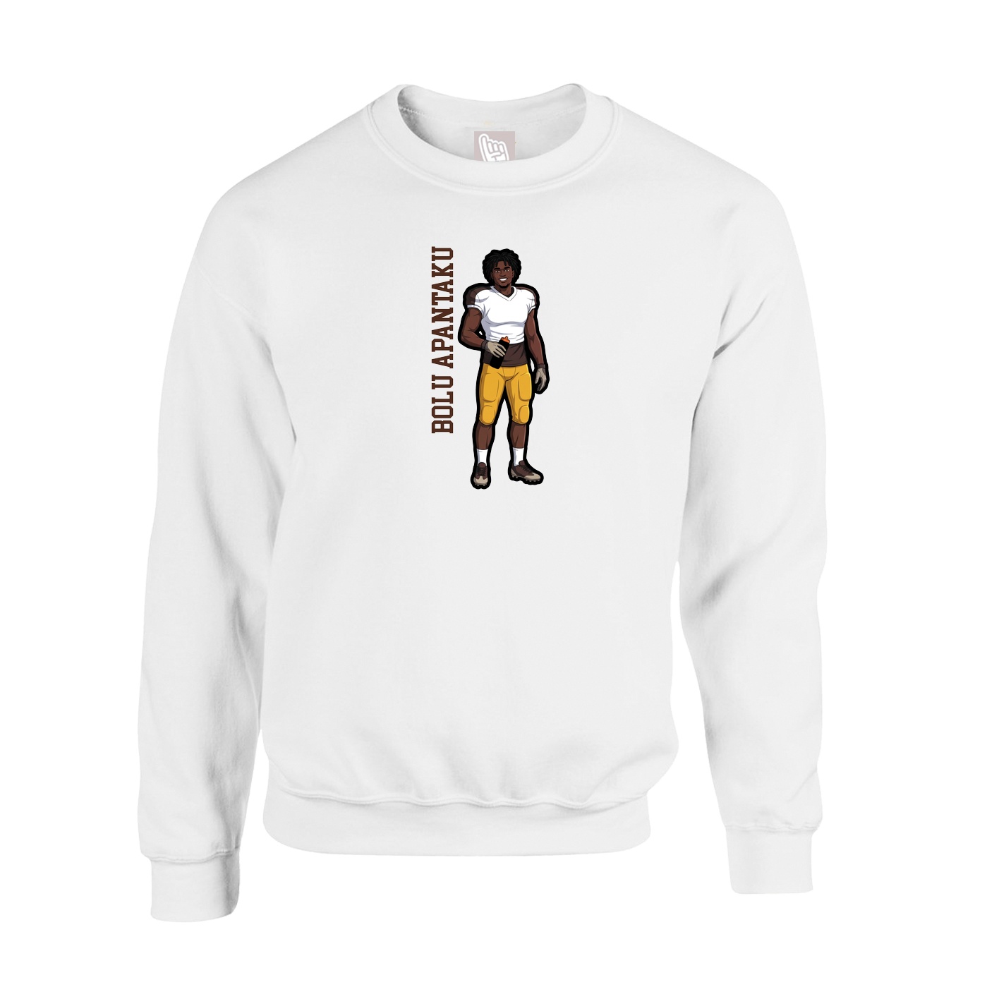 Fleece Crew — Name Vertical in White