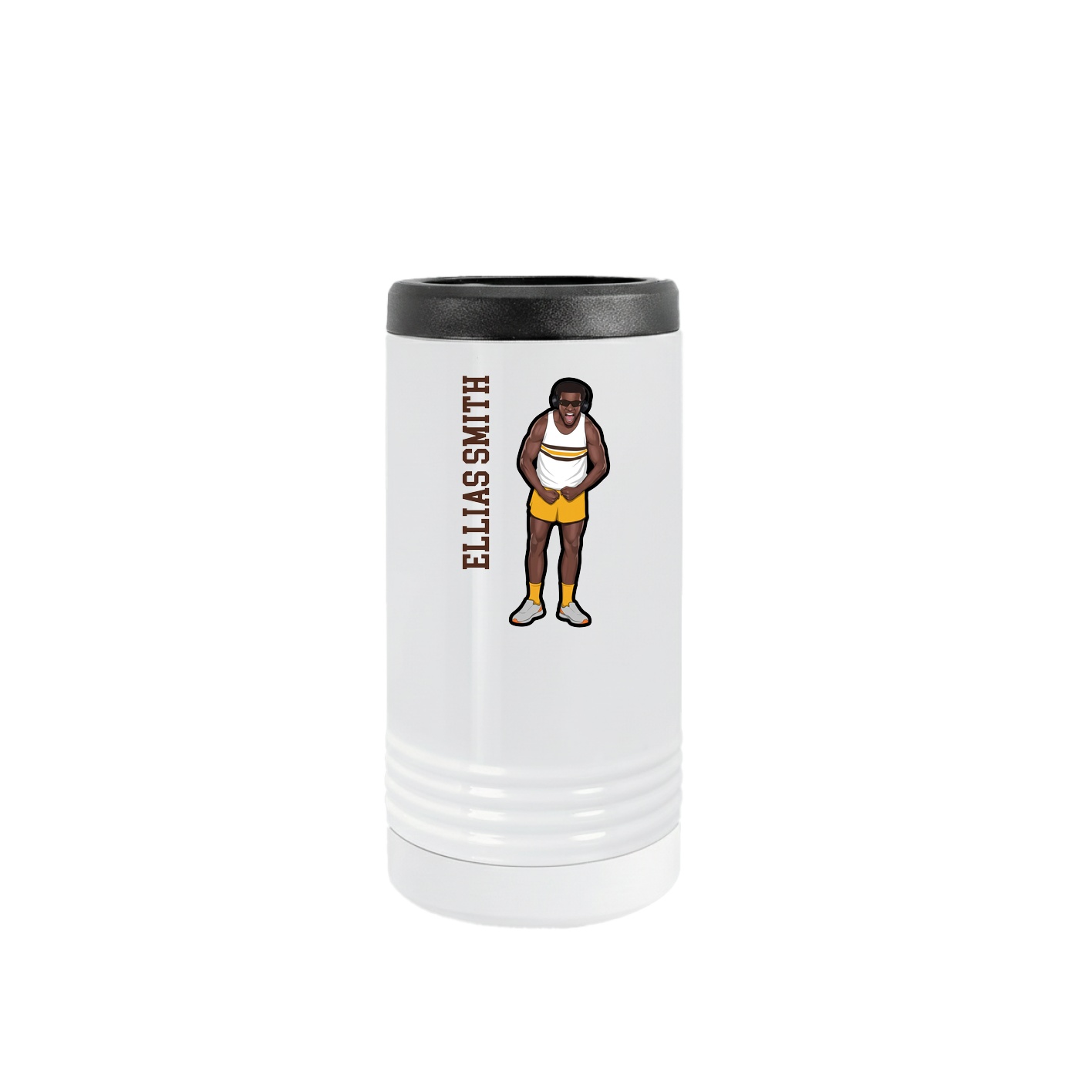 Slim Beverage Holder — Name Vertical in White