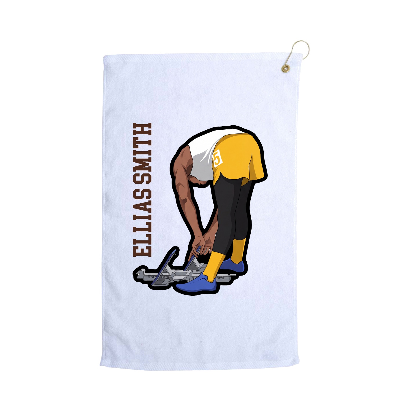 Golf Towel — Name Vertical in White