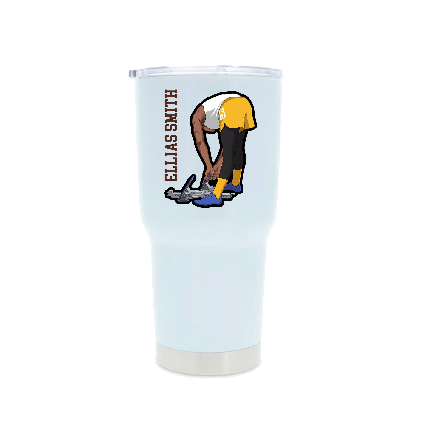 30oz Stainless Steel Tumbler — Name Vertical in White