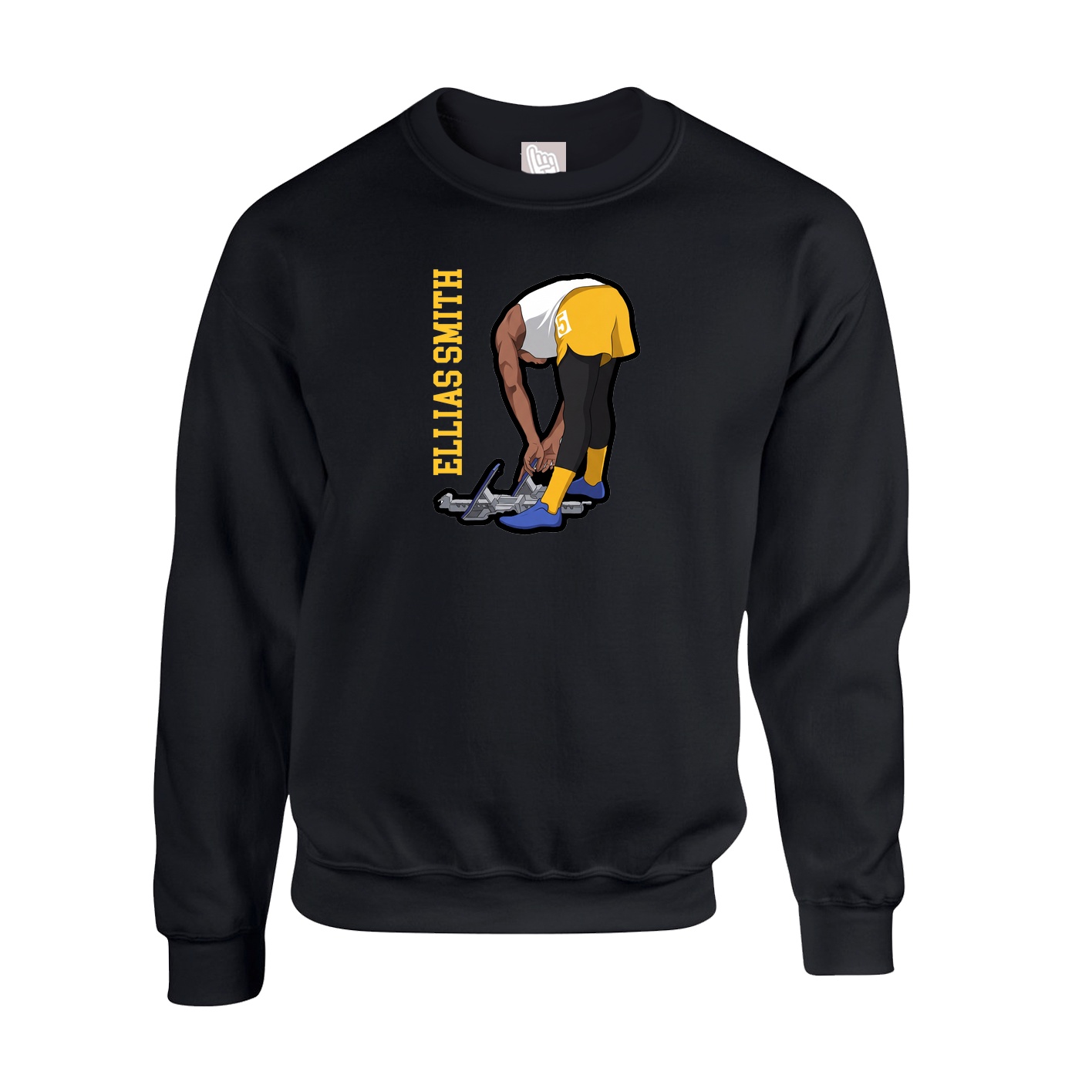 Fleece Crew — Name Vertical in Black
