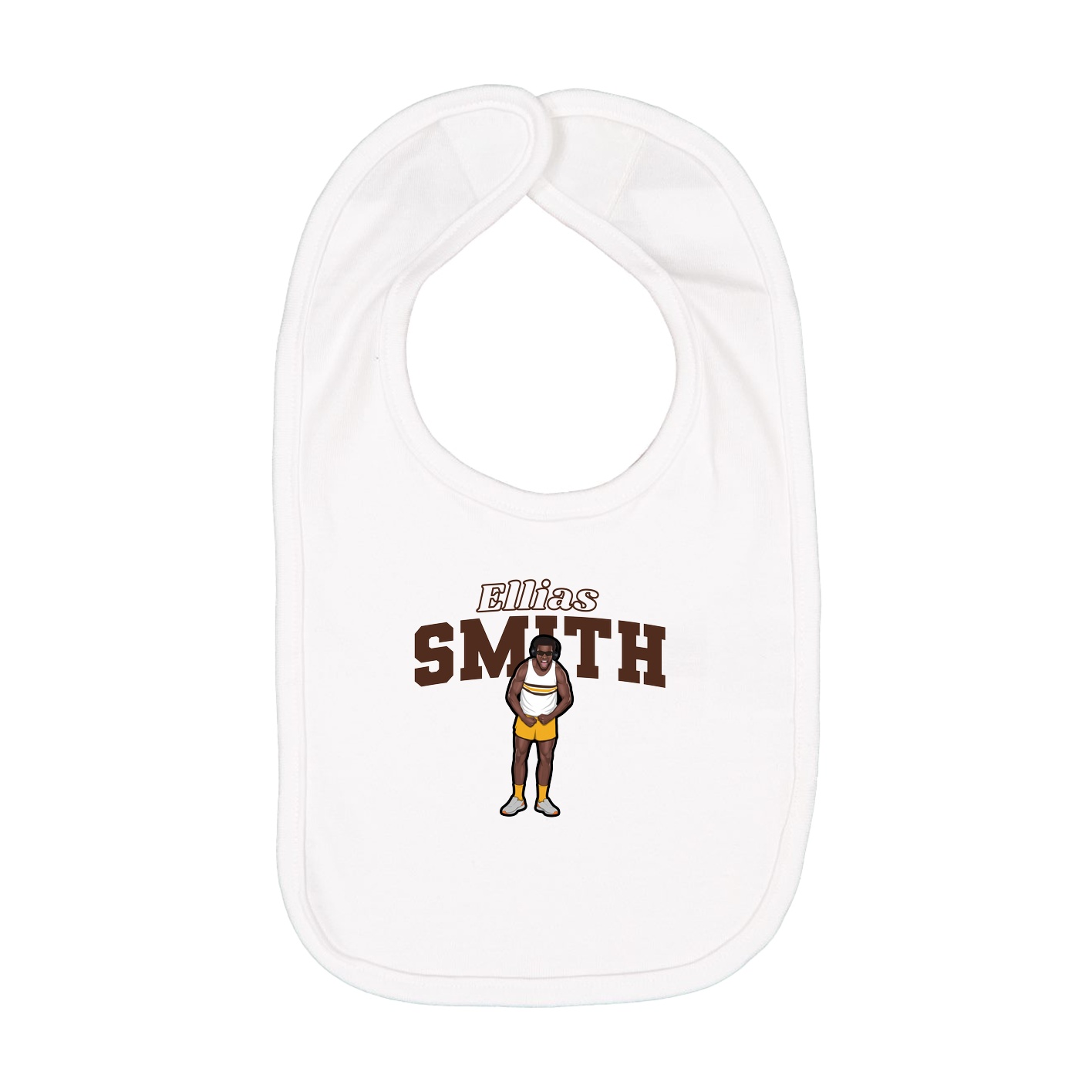 Infant Bib — Name Arch in White