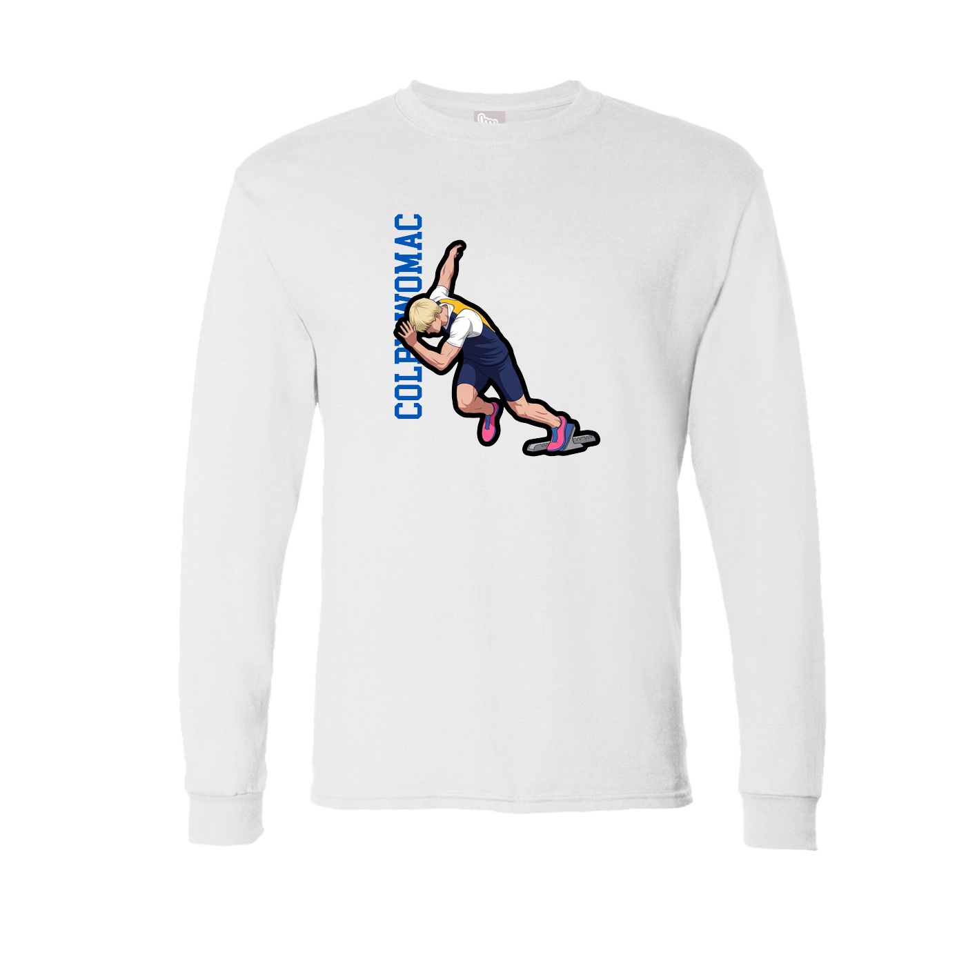 Long Sleeve Tee — Name Vertical in White