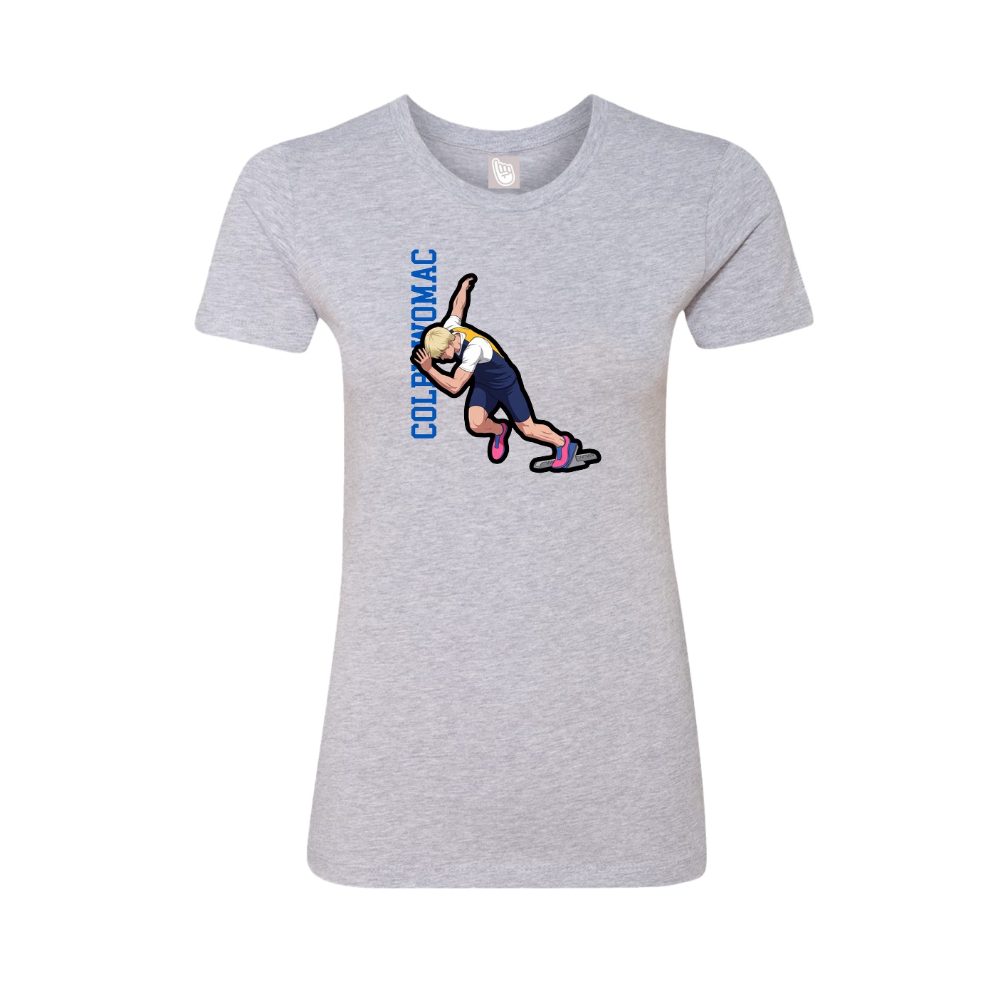 Fitted Women's Tee — Name Vertical in Grey