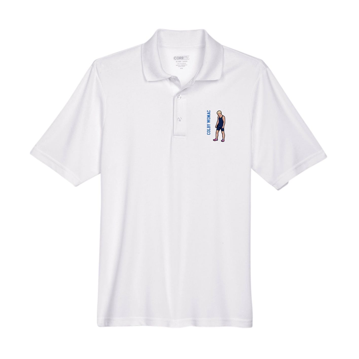 Performance Polo — Name Vertical in White