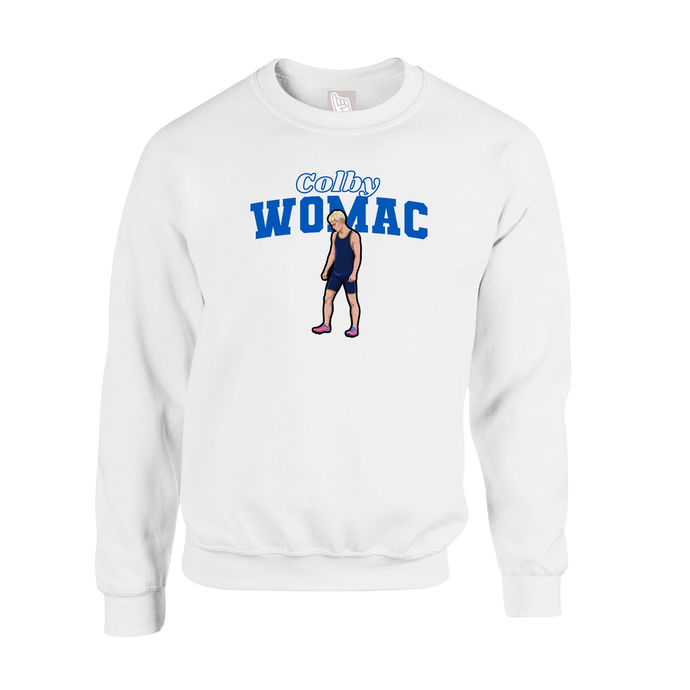 Fleece Crew — Name Arch in White