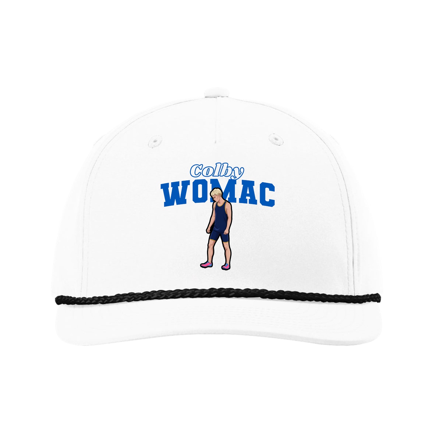 Five-Panel Classic Rope Cap — Name Arch in White