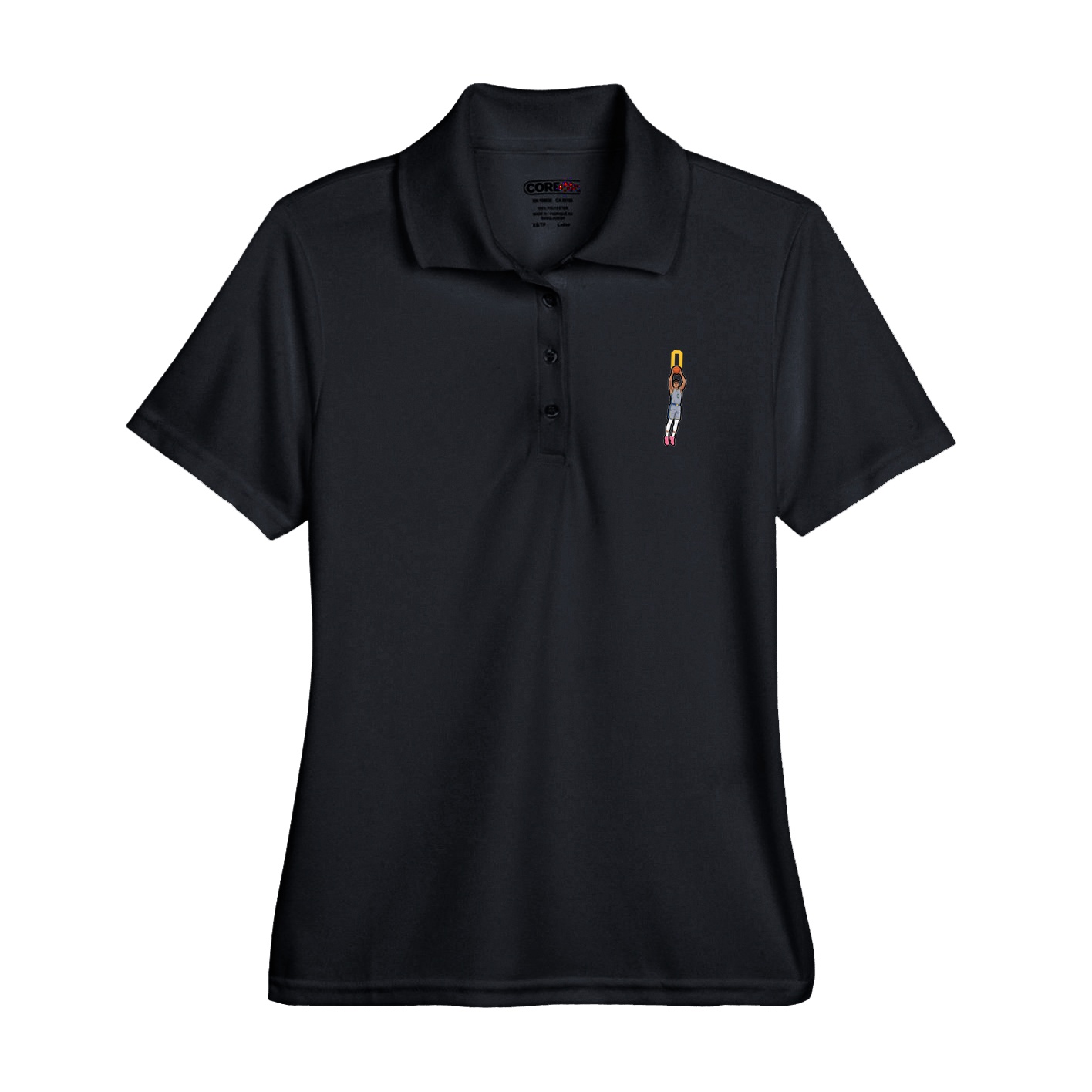 Womens Performance Polo — Number Top in Black