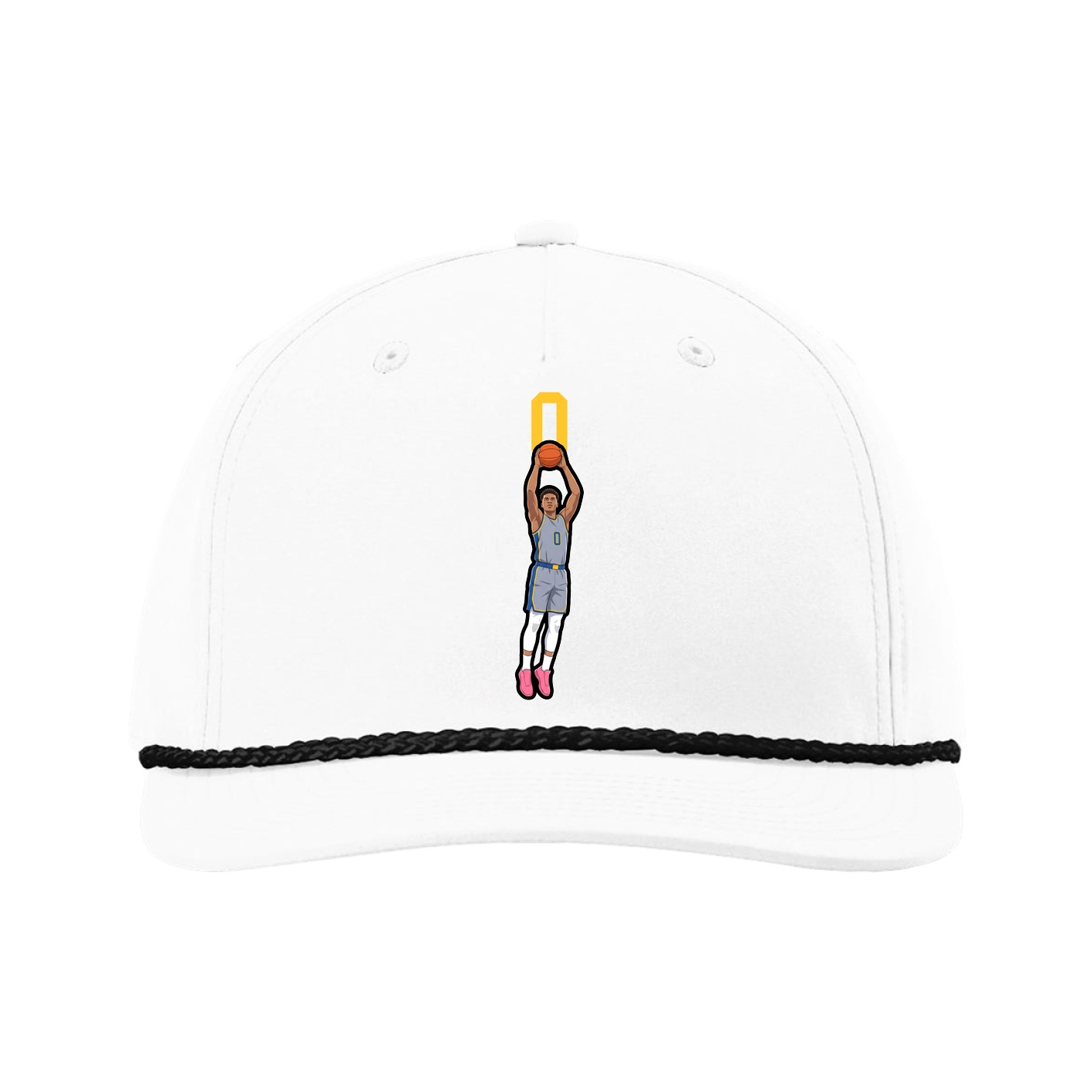 Five-Panel Classic Rope Cap — Number Top in White