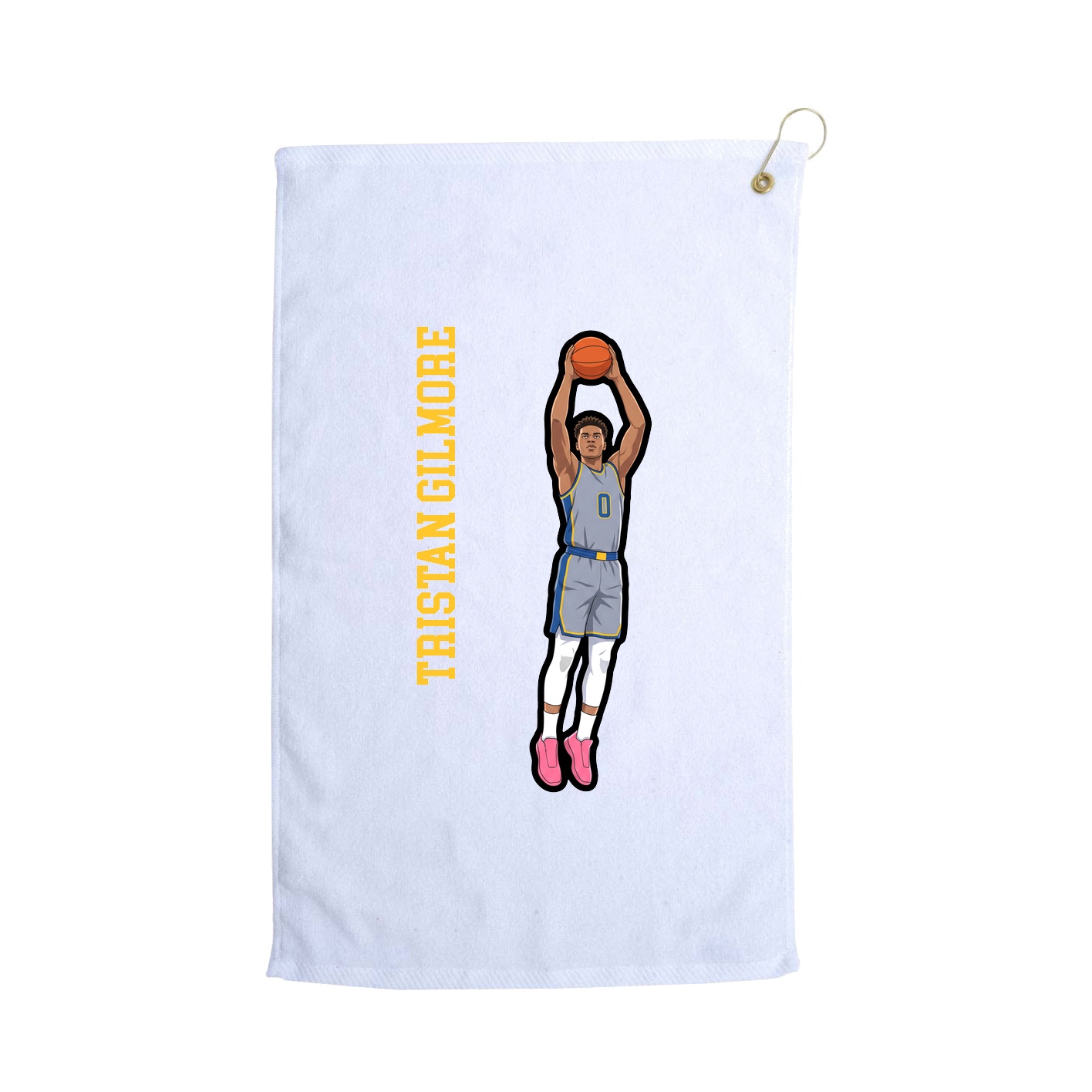 Golf Towel — Name Vertical in White