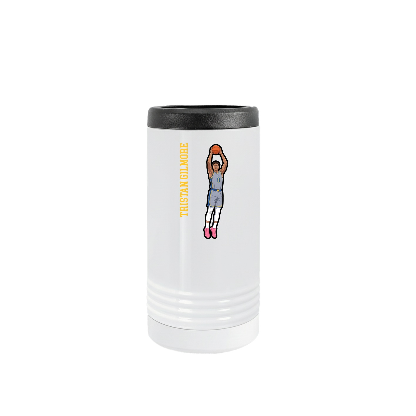 Slim Beverage Holder — Name Vertical in White