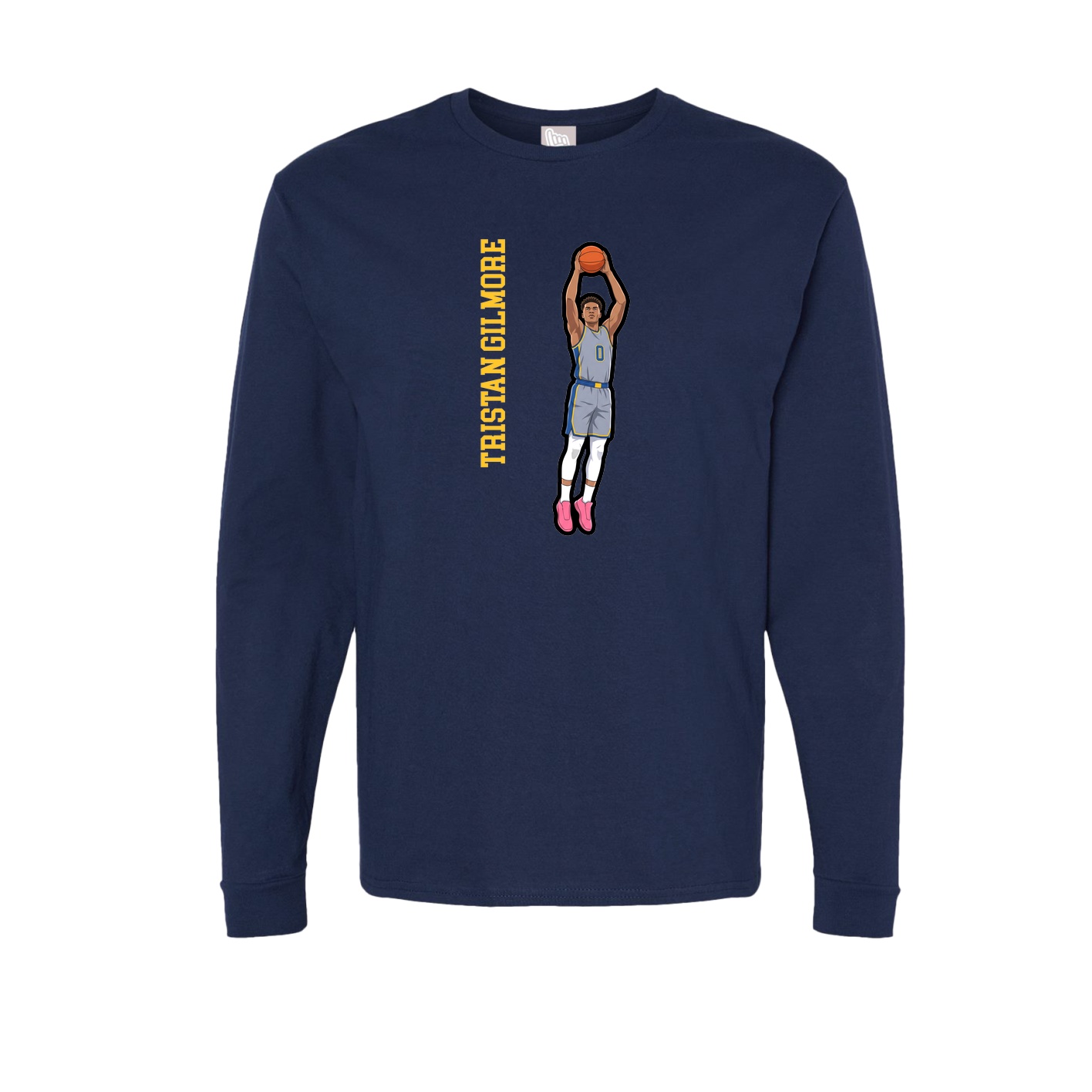 Long Sleeve Tee — Name Vertical in Navy