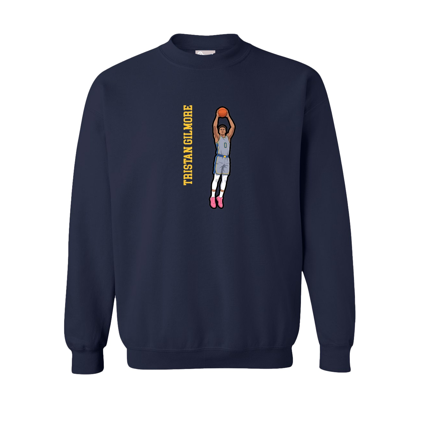 Fleece Crew — Name Vertical in Navy