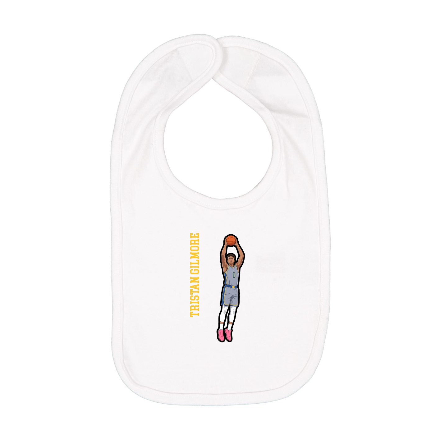 Infant Bib — Name Vertical in White