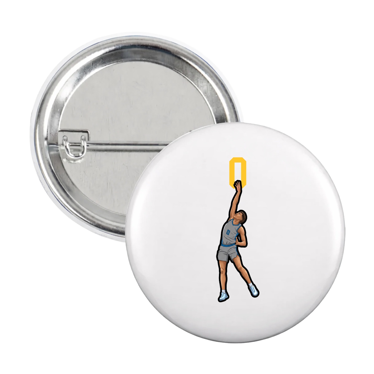 Game Day Button — Number Top in White