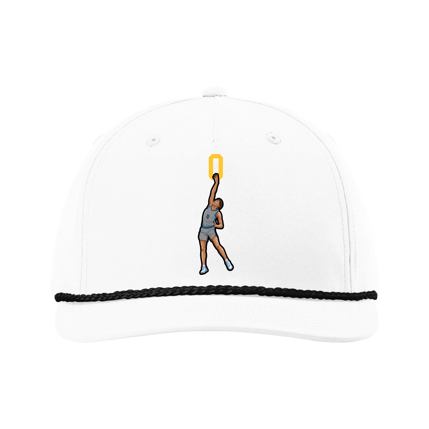 Five-Panel Classic Rope Cap — Number Top in White