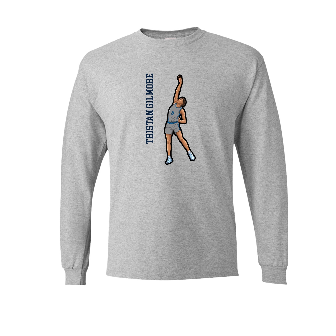 Long Sleeve Tee — Name Vertical in Grey
