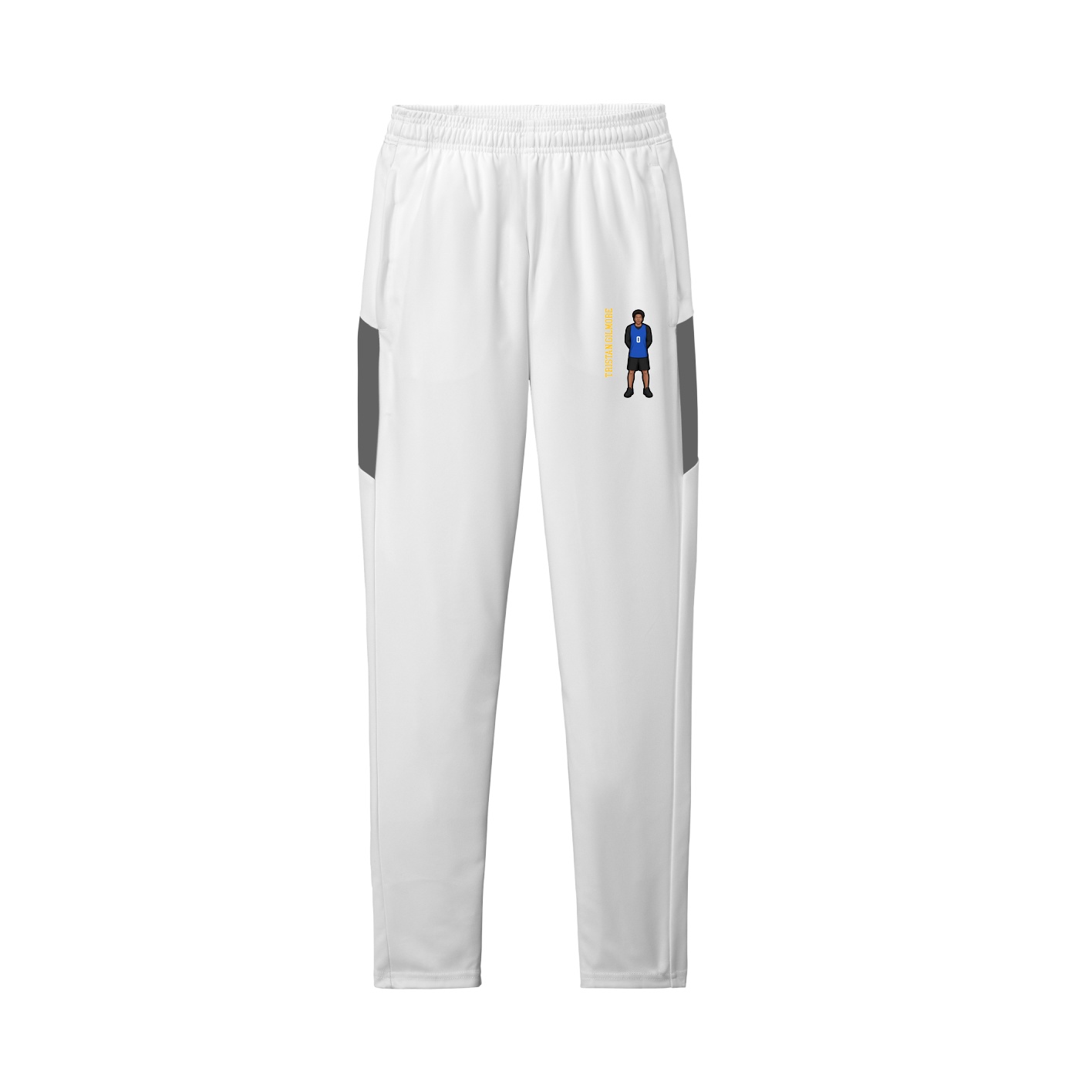 Team Travel Pant — Name Vertical in White/Grey