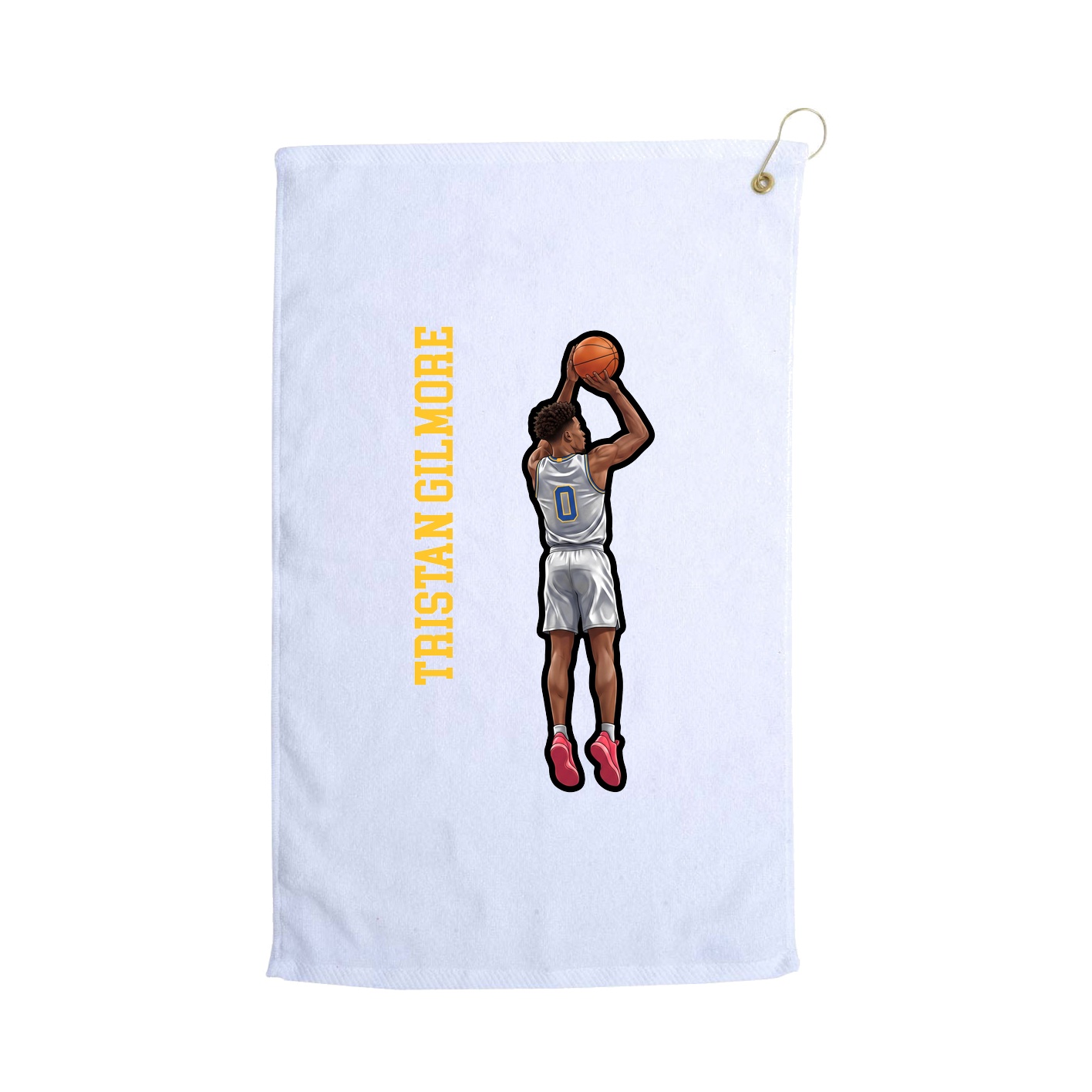 Golf Towel — Name Vertical in White