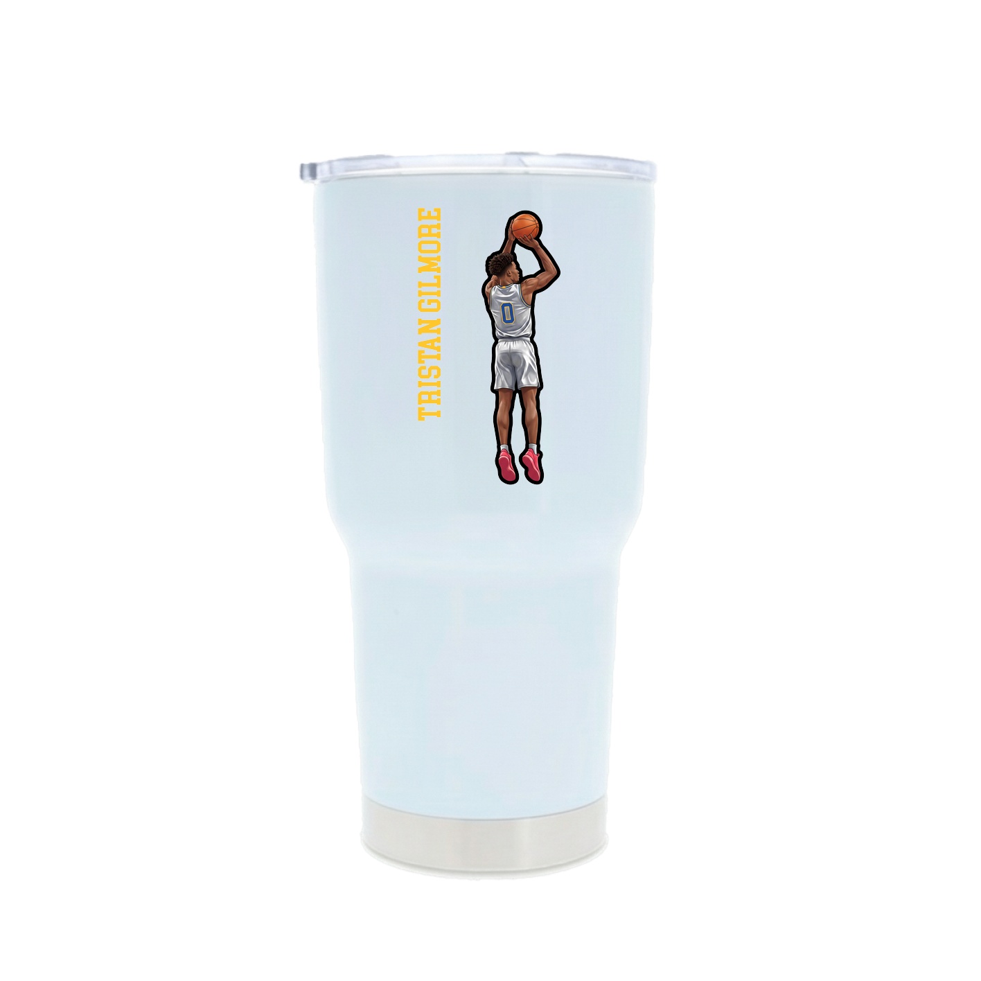 30oz Stainless Steel Tumbler — Name Vertical in White