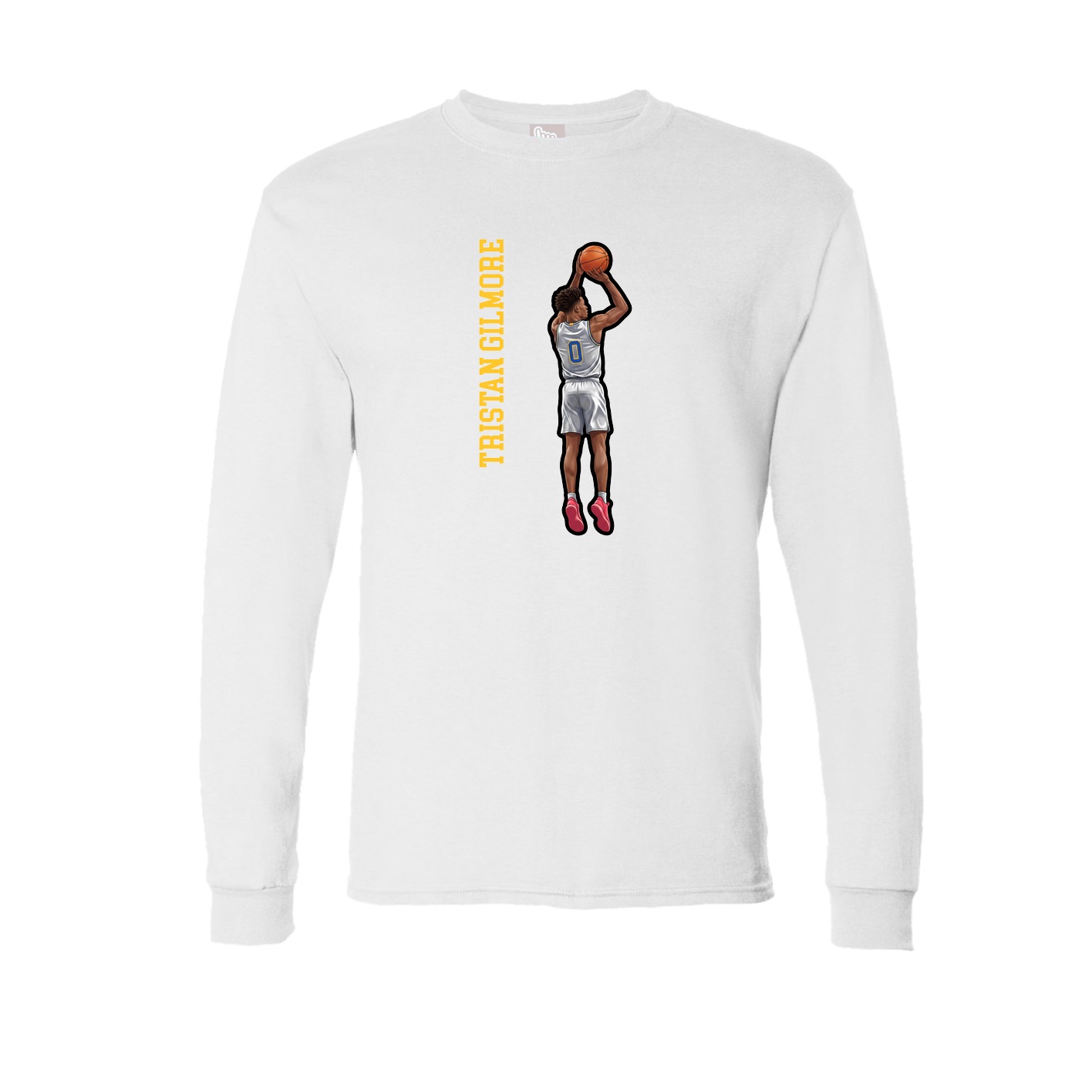 Long Sleeve Tee — Name Vertical in White