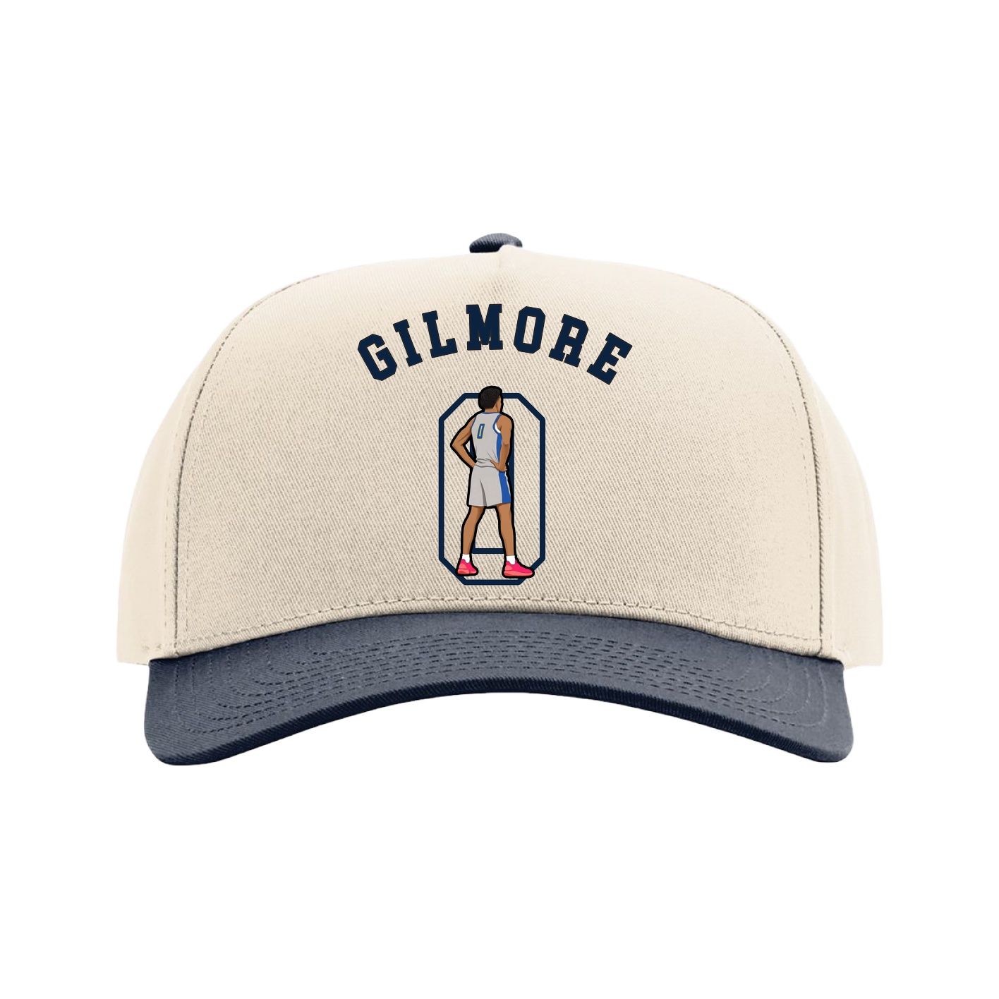 Full Fabric Five-Panel Champ Cap — Shirsey Arch in Cream/Navy