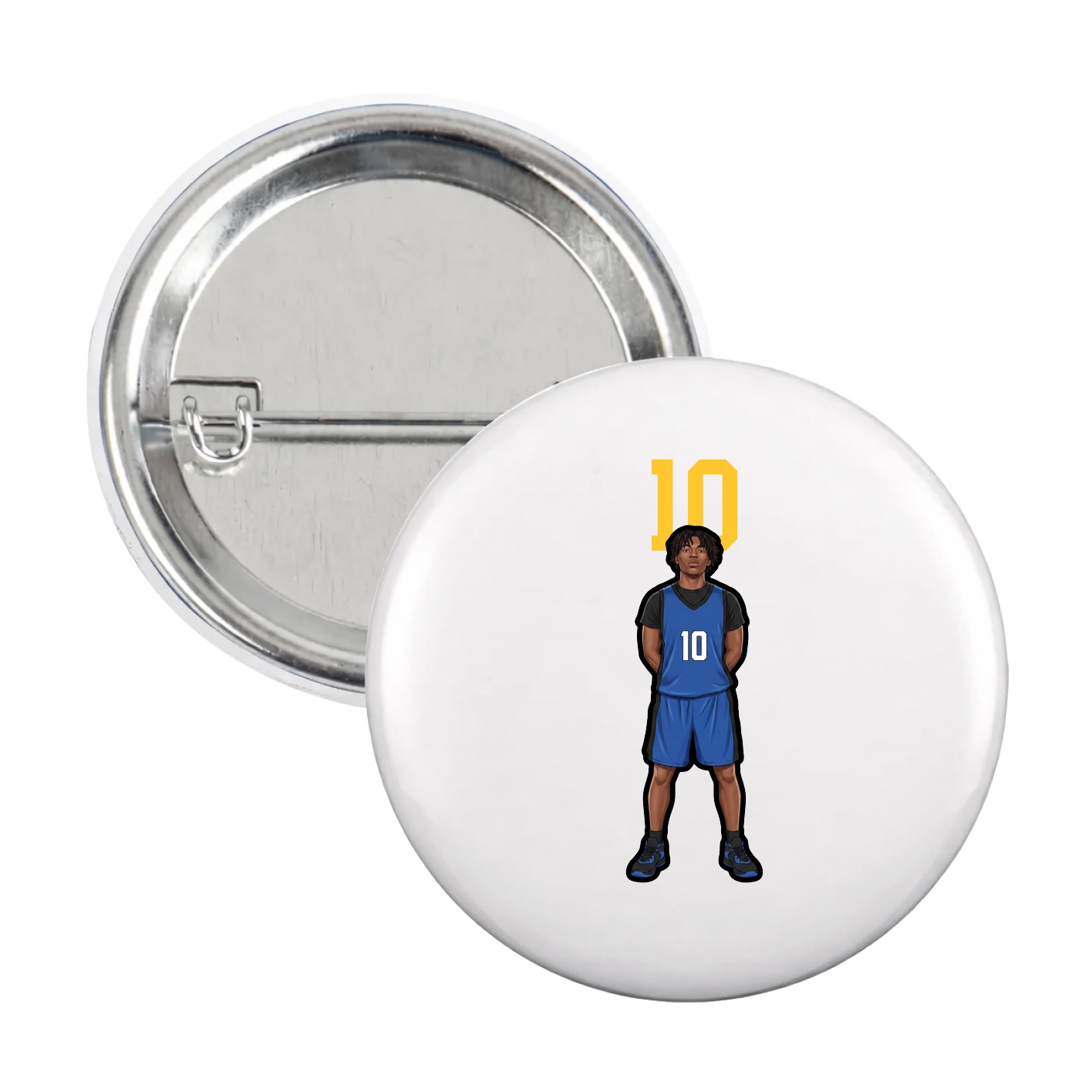 Game Day Button — Number Top in White