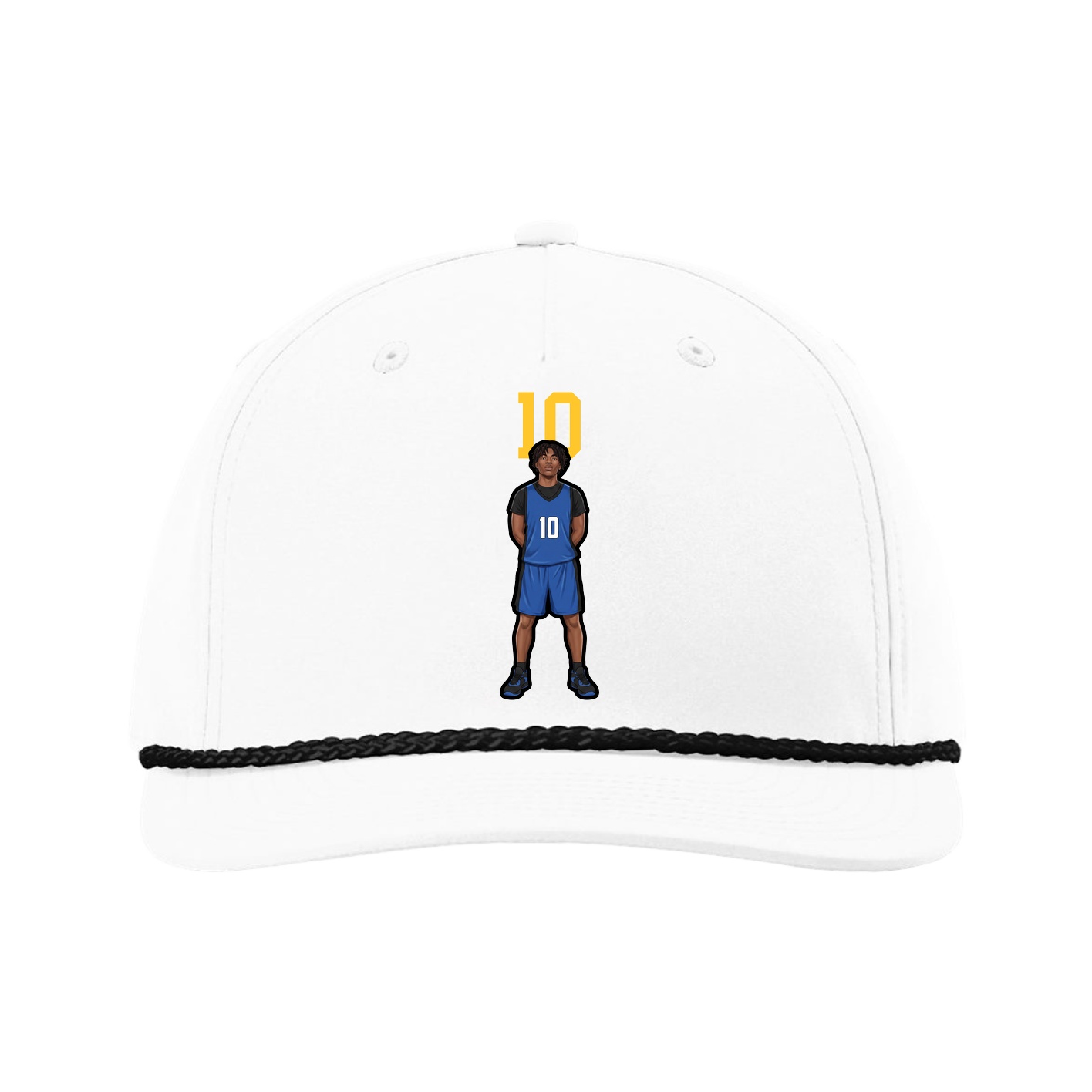 Five-Panel Classic Rope Cap — Number Top in White